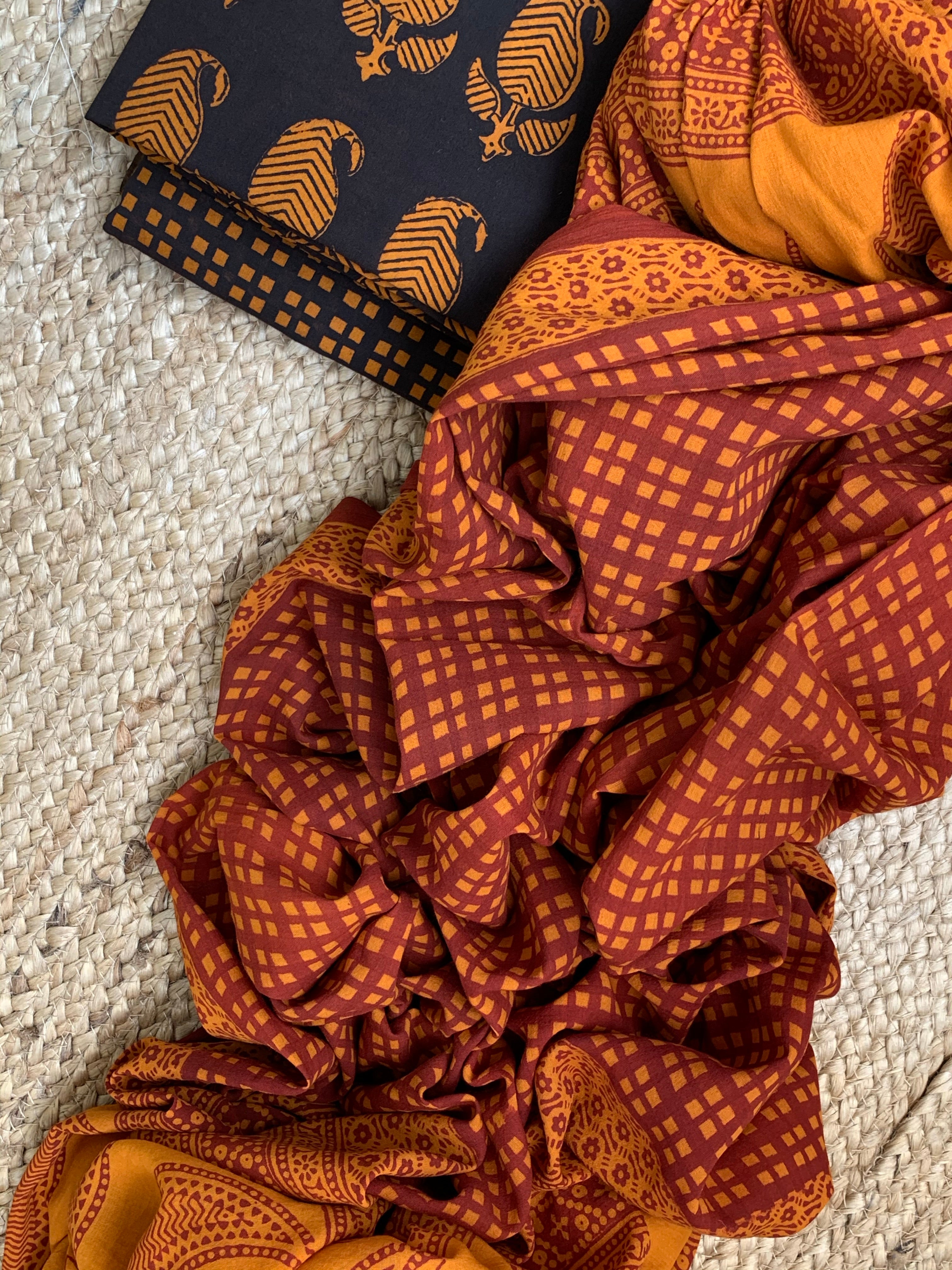 Natural Dyed Bagh Handblock Cotton Suit