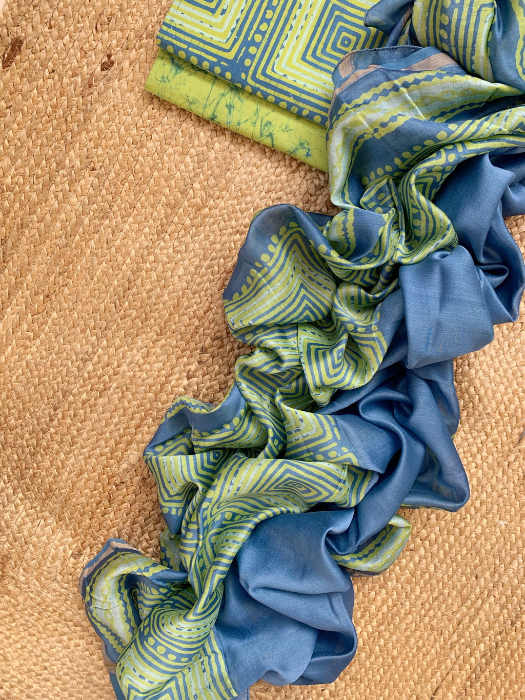 Handblock Batik Cotton Chanderi Suit
