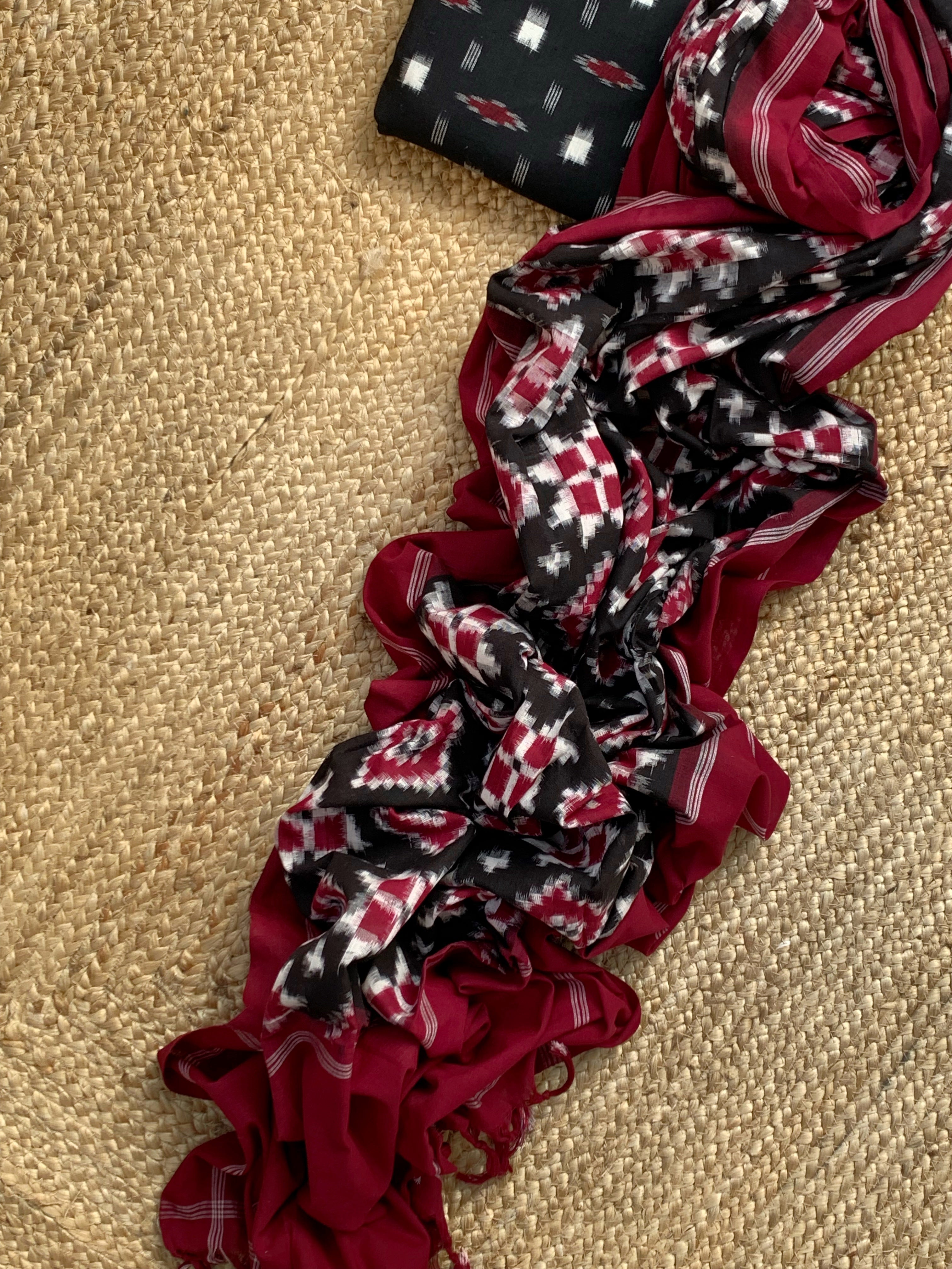 Handwoven Double Ikat Kurta  Dupatta set
