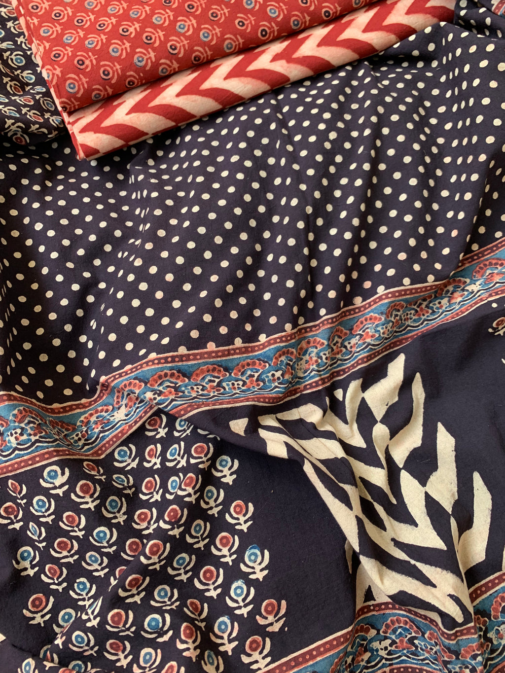 Natural Dyes Handblock Ajrakh Cotton Suit