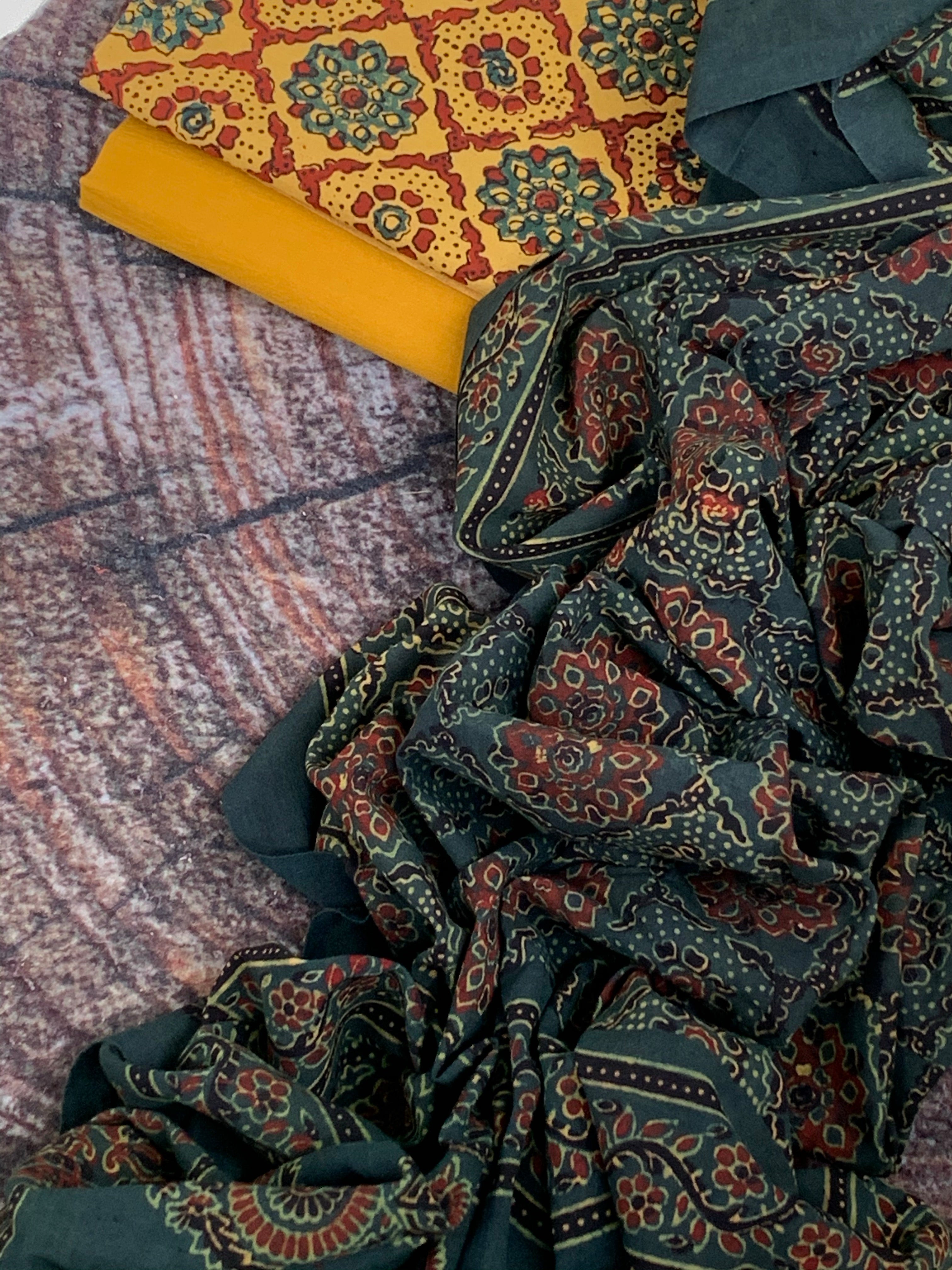 Handblock Ajrakh Cotton Suit