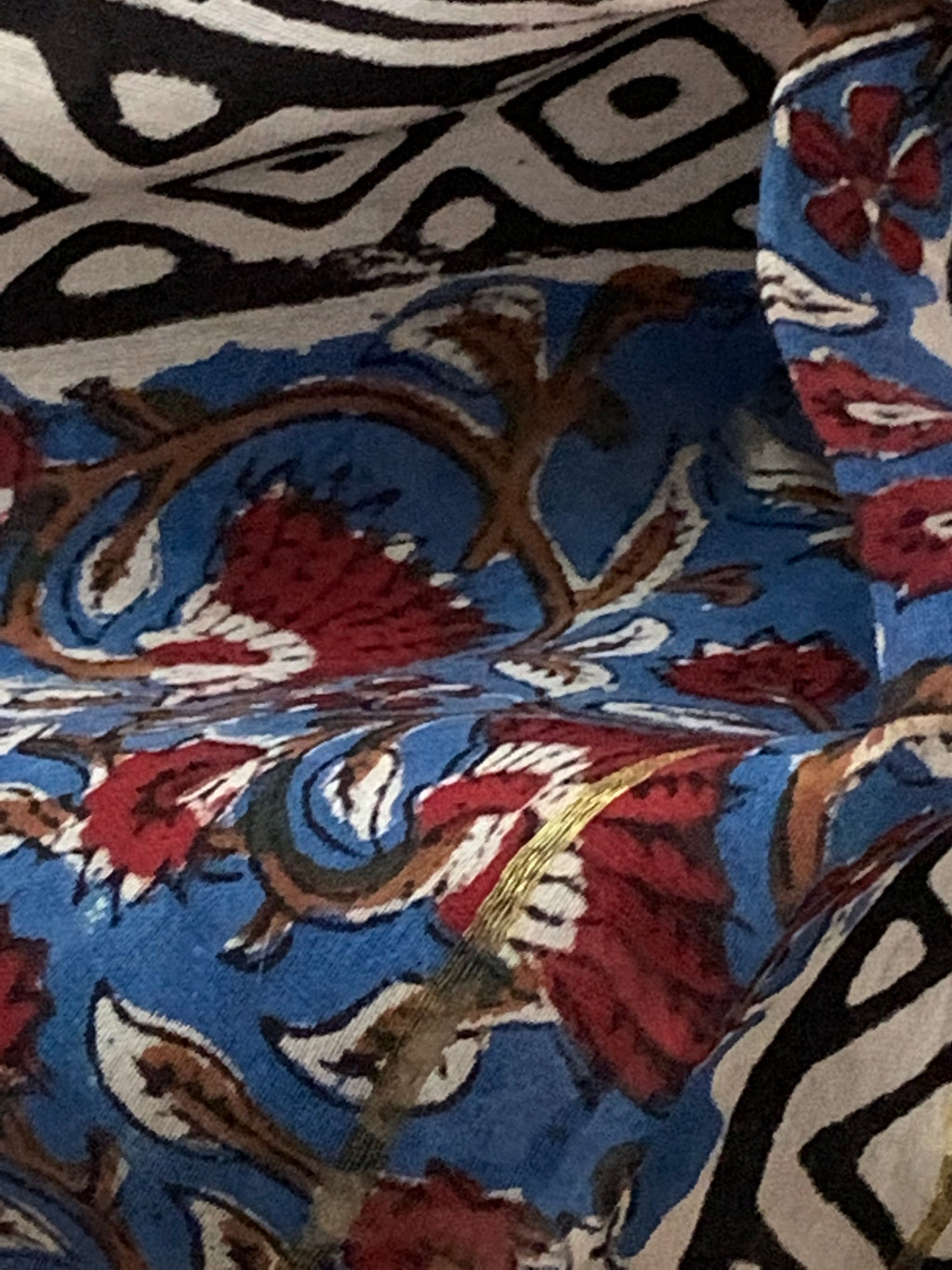 Handblock chanderi suit