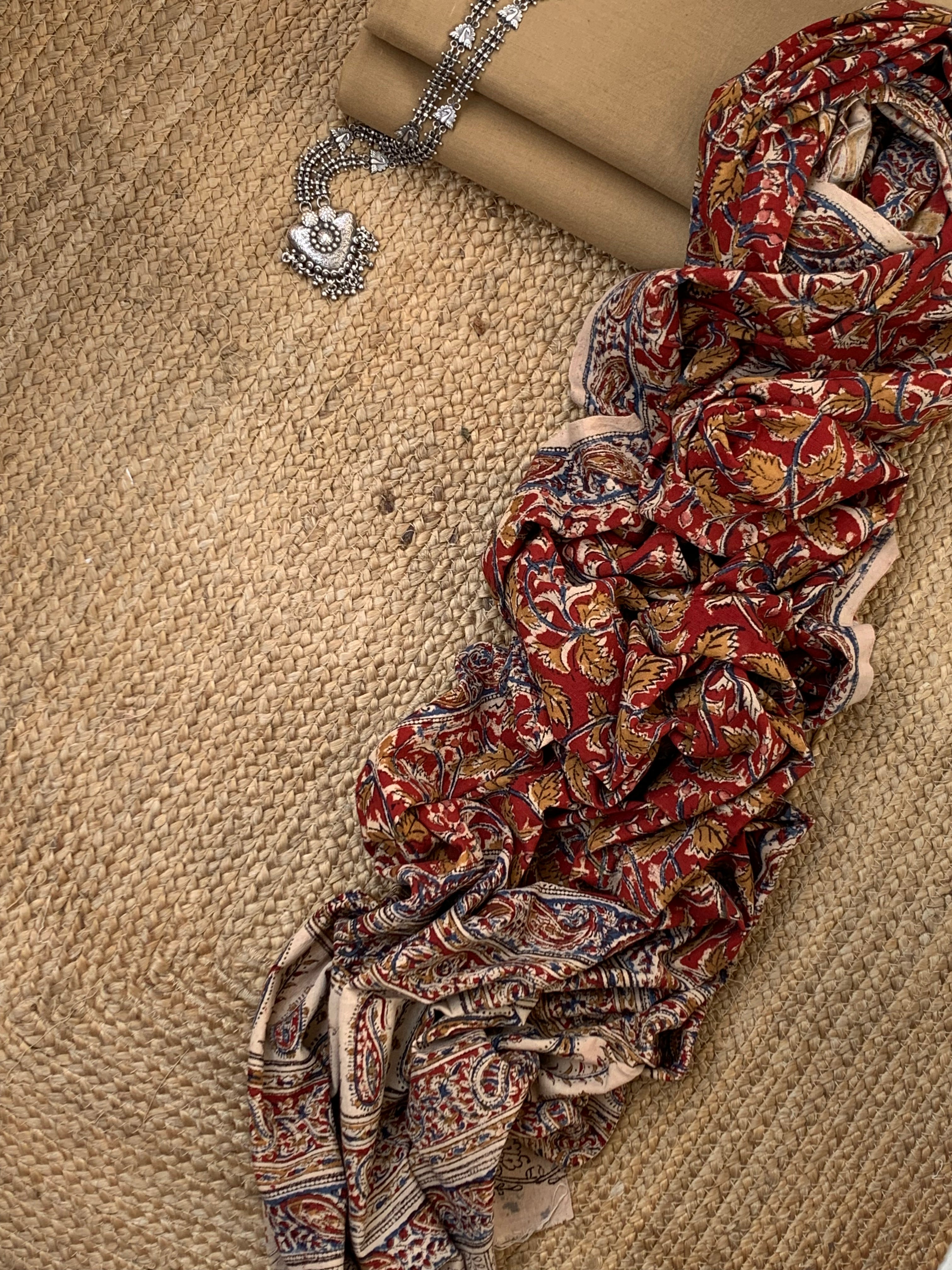 Handwoven Handcrafted Kalamkari Kurta Dupatta Set