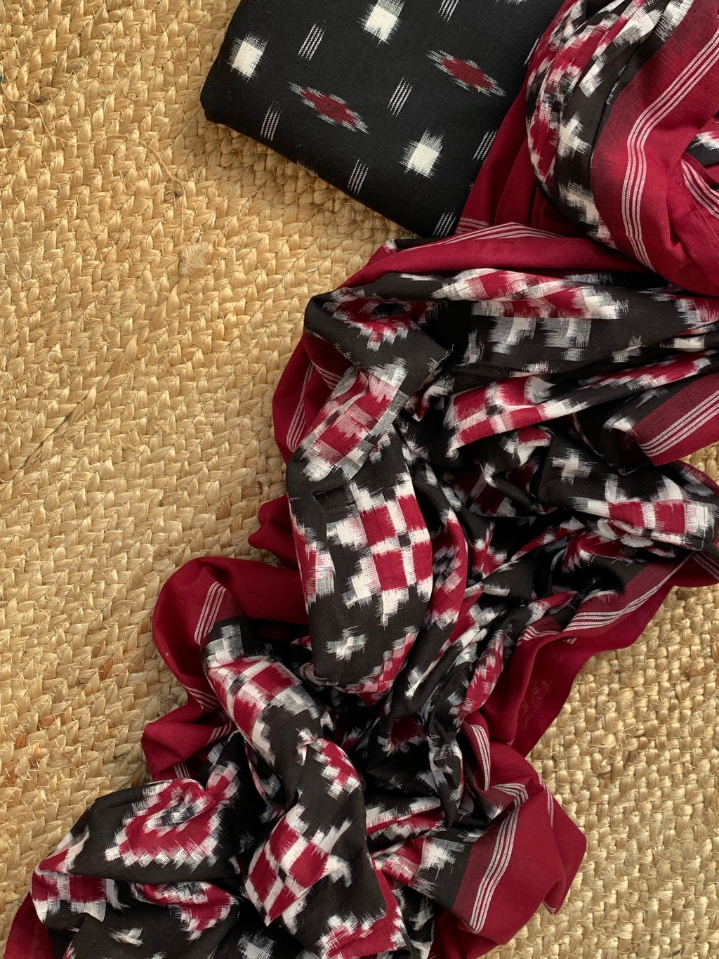 Handwoven Double Ikat Kurta  Dupatta set