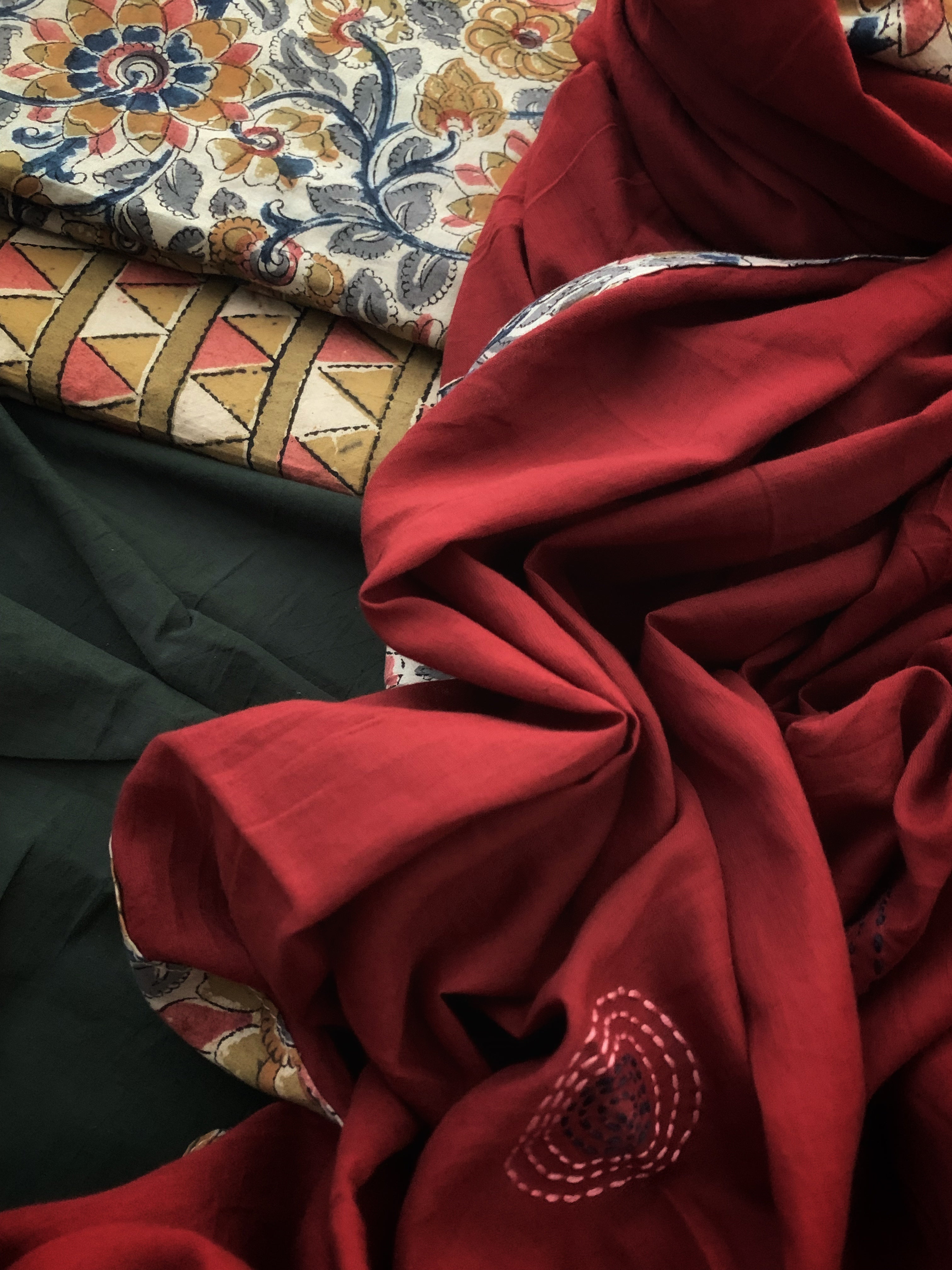 Handblock Kalamkari Cotton Mul Dupatta Suit