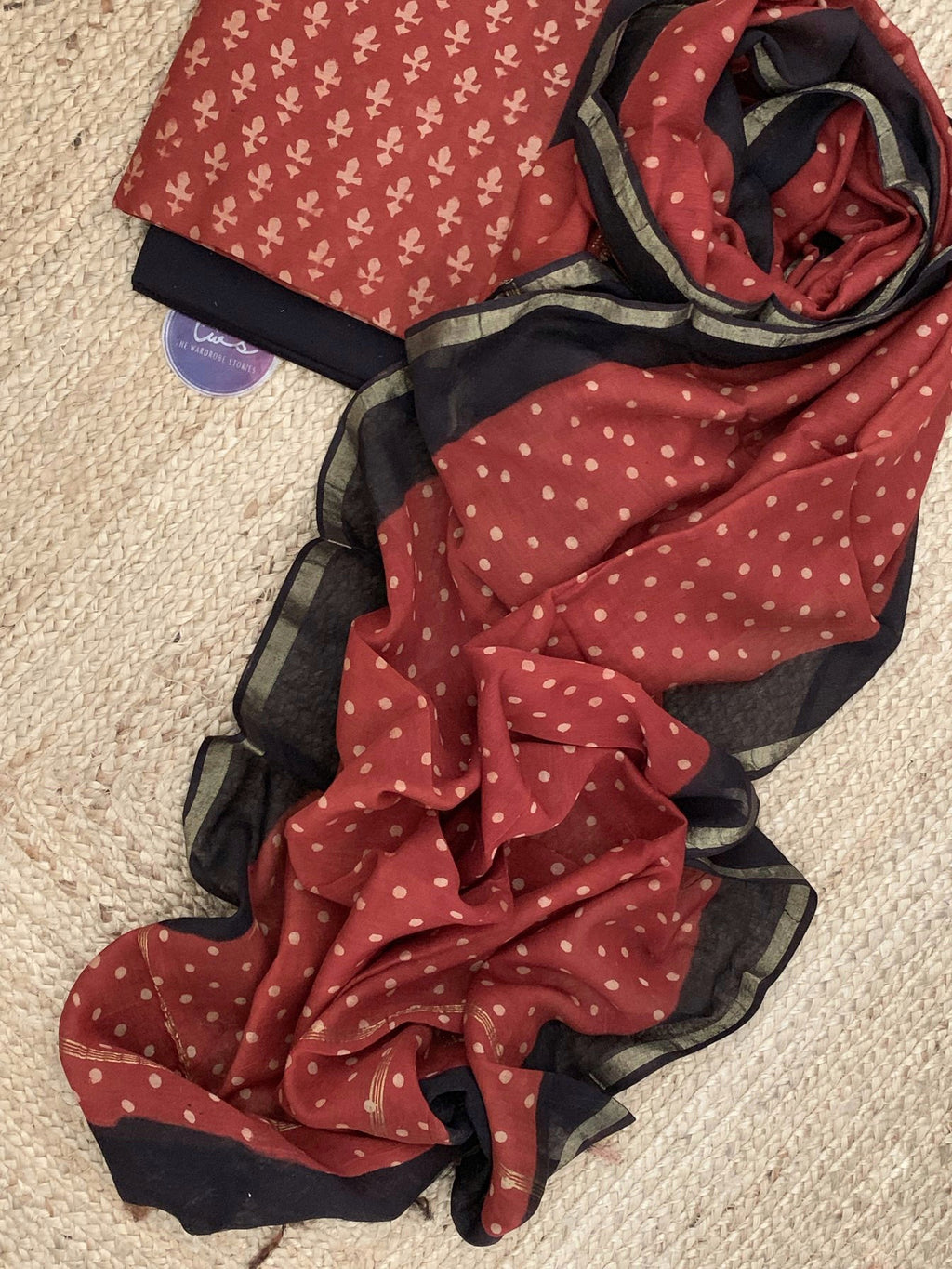 Handblock chanderi suit