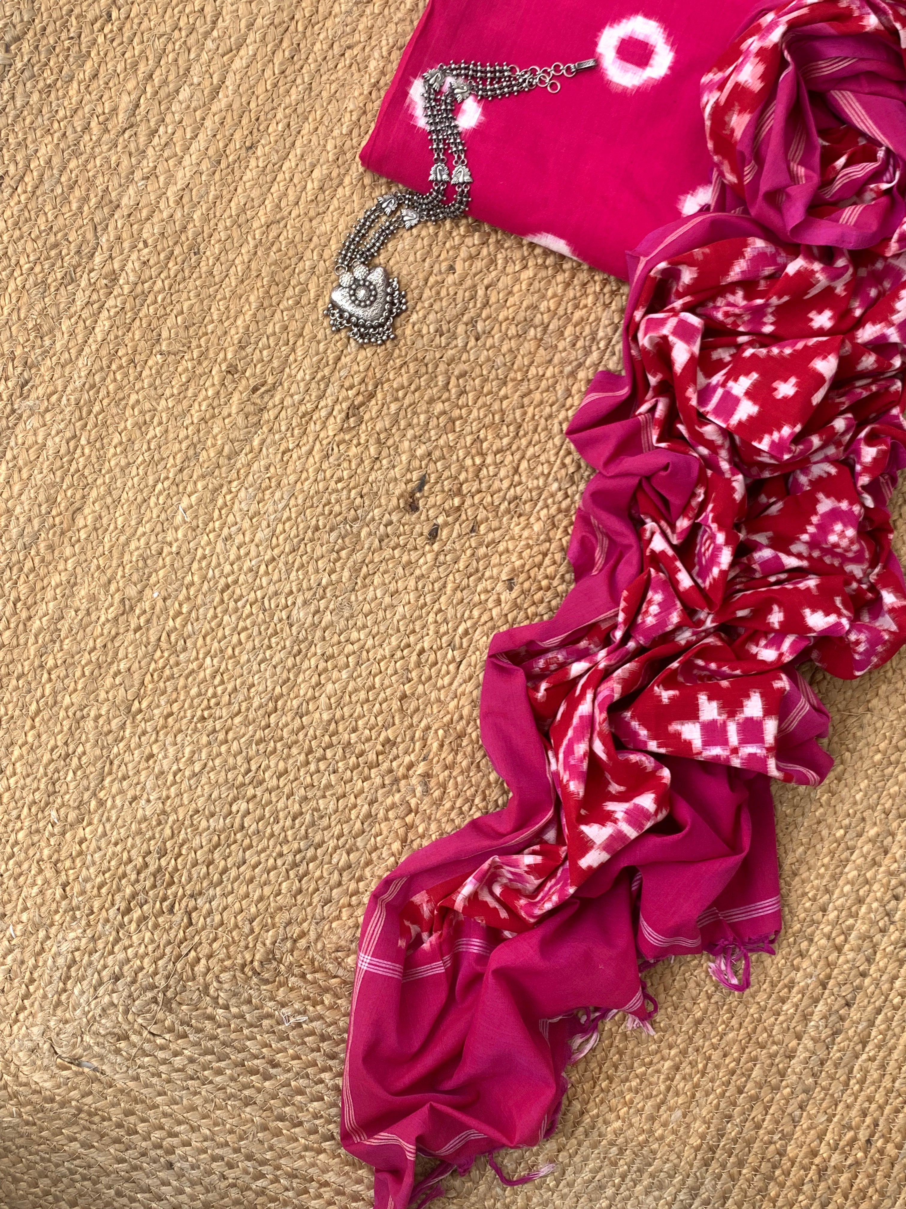 Handwoven Double Ikat Kurta Telia Dupatta Set