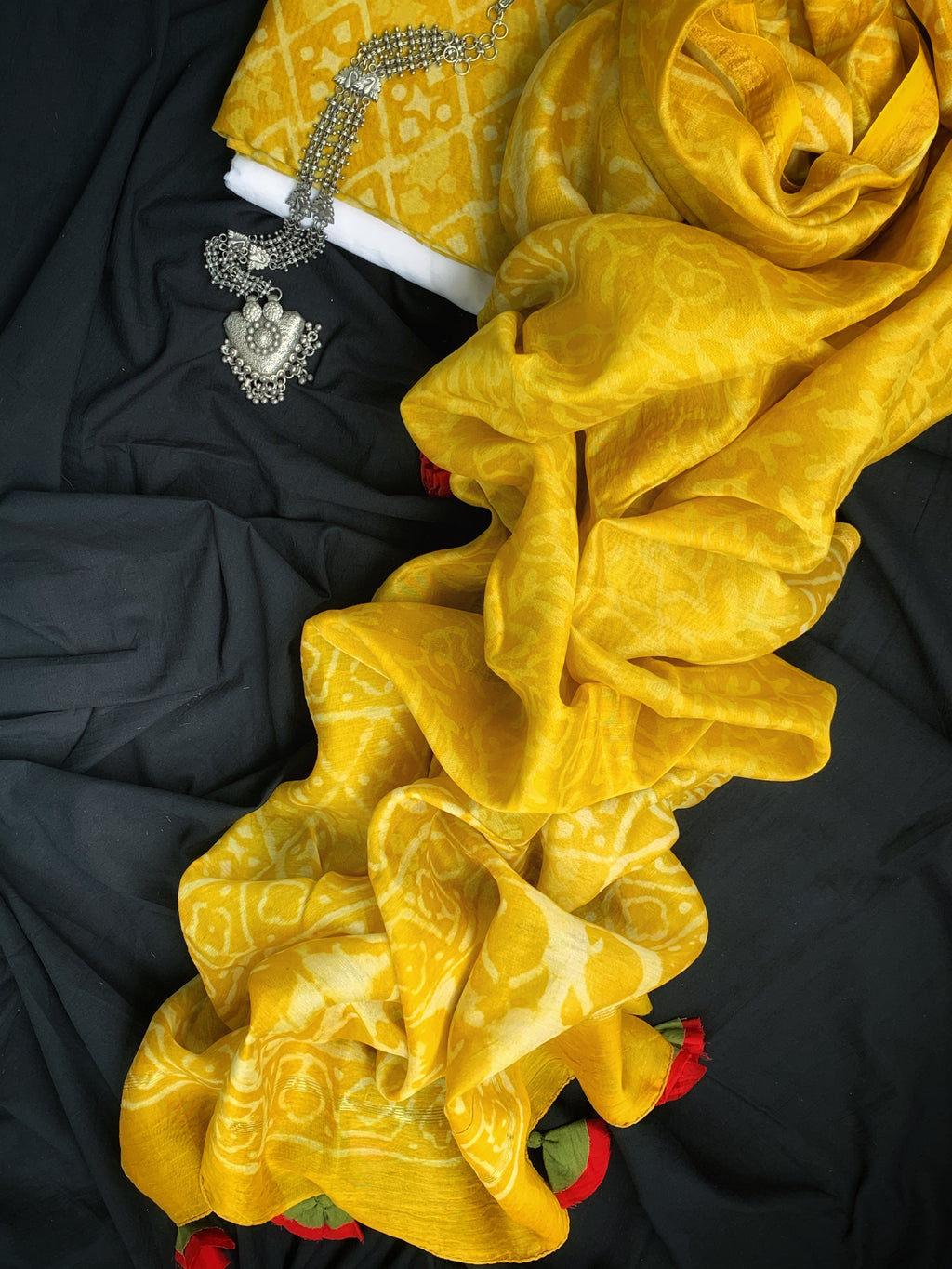 Handblock Chanderi Suit