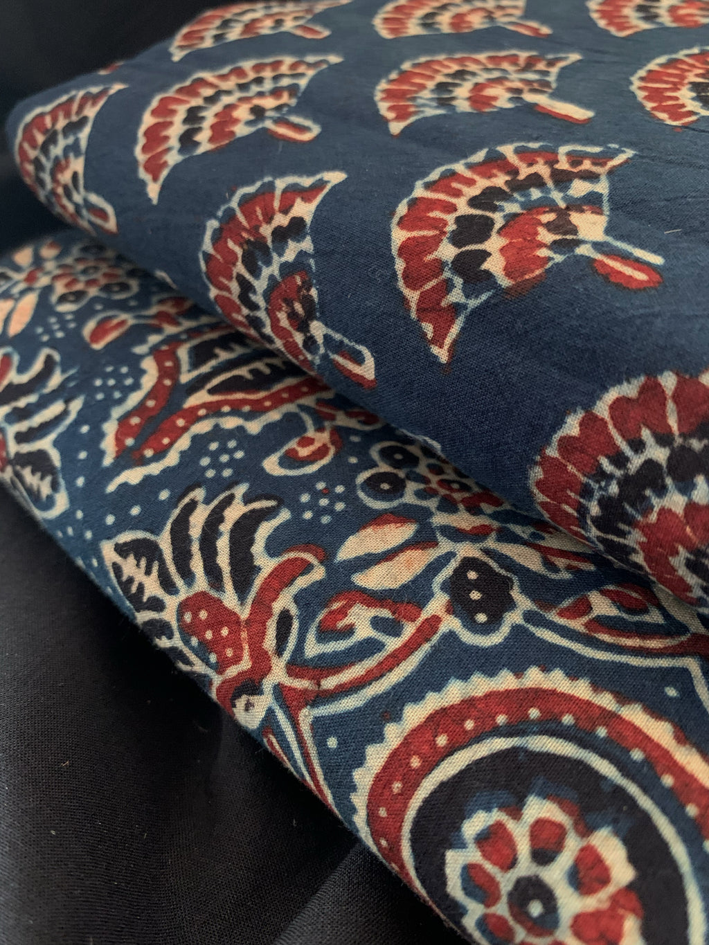 Handblock Ajrakh Cotton Kurta Bottom Set