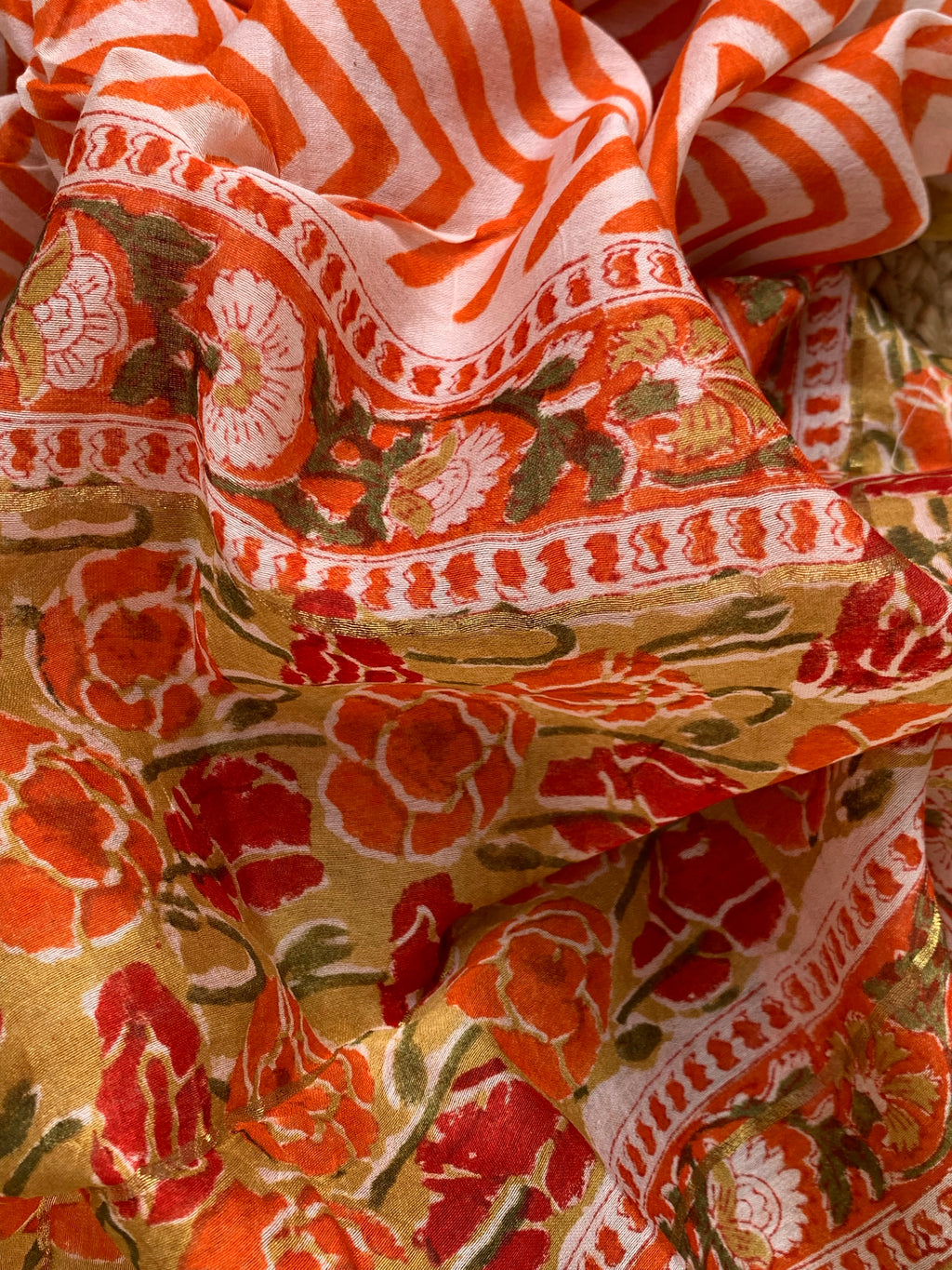 Handblock Chanderi Silk Cotton Suit