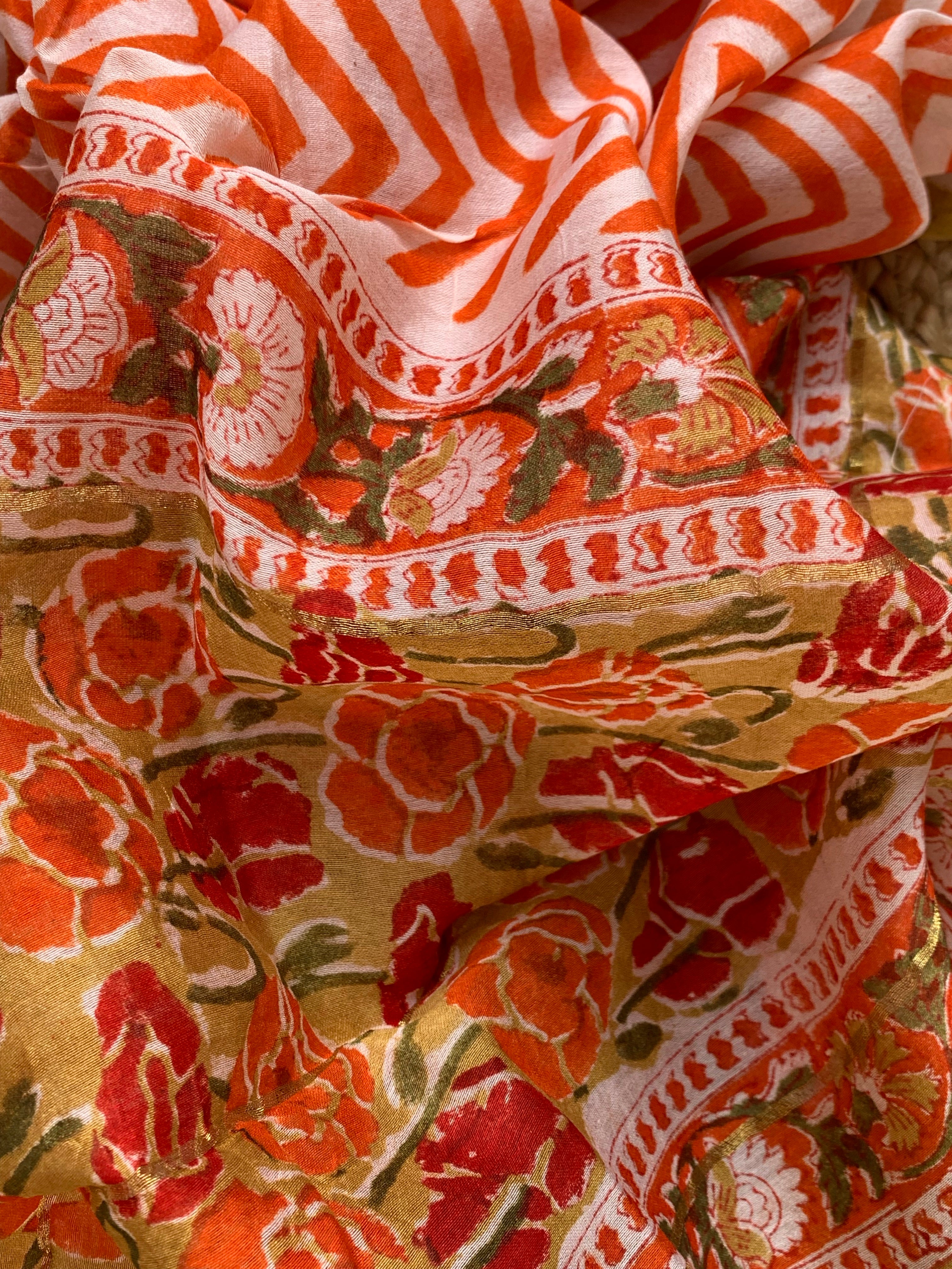 Handblock Chanderi Silk Cotton Suit