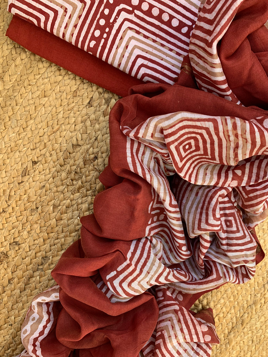 Handblock Batik Cotton Chanderi Suit