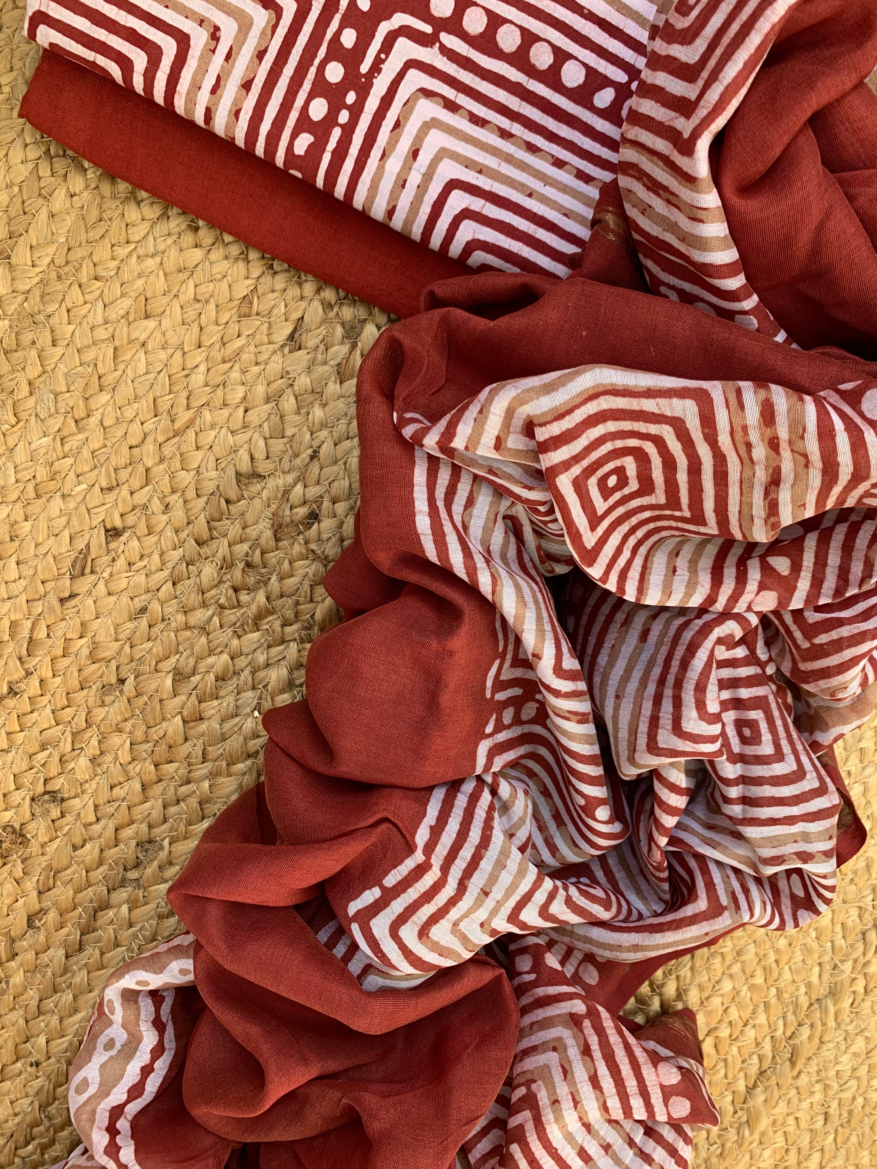 Handblock Batik Cotton Chanderi Suit