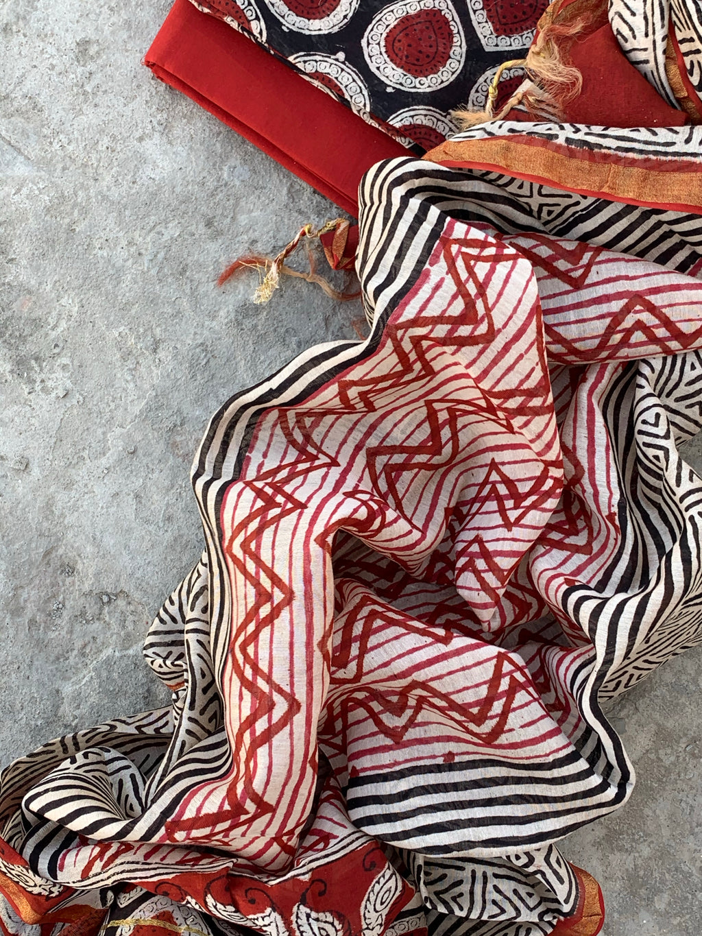 Handblock chanderi suit