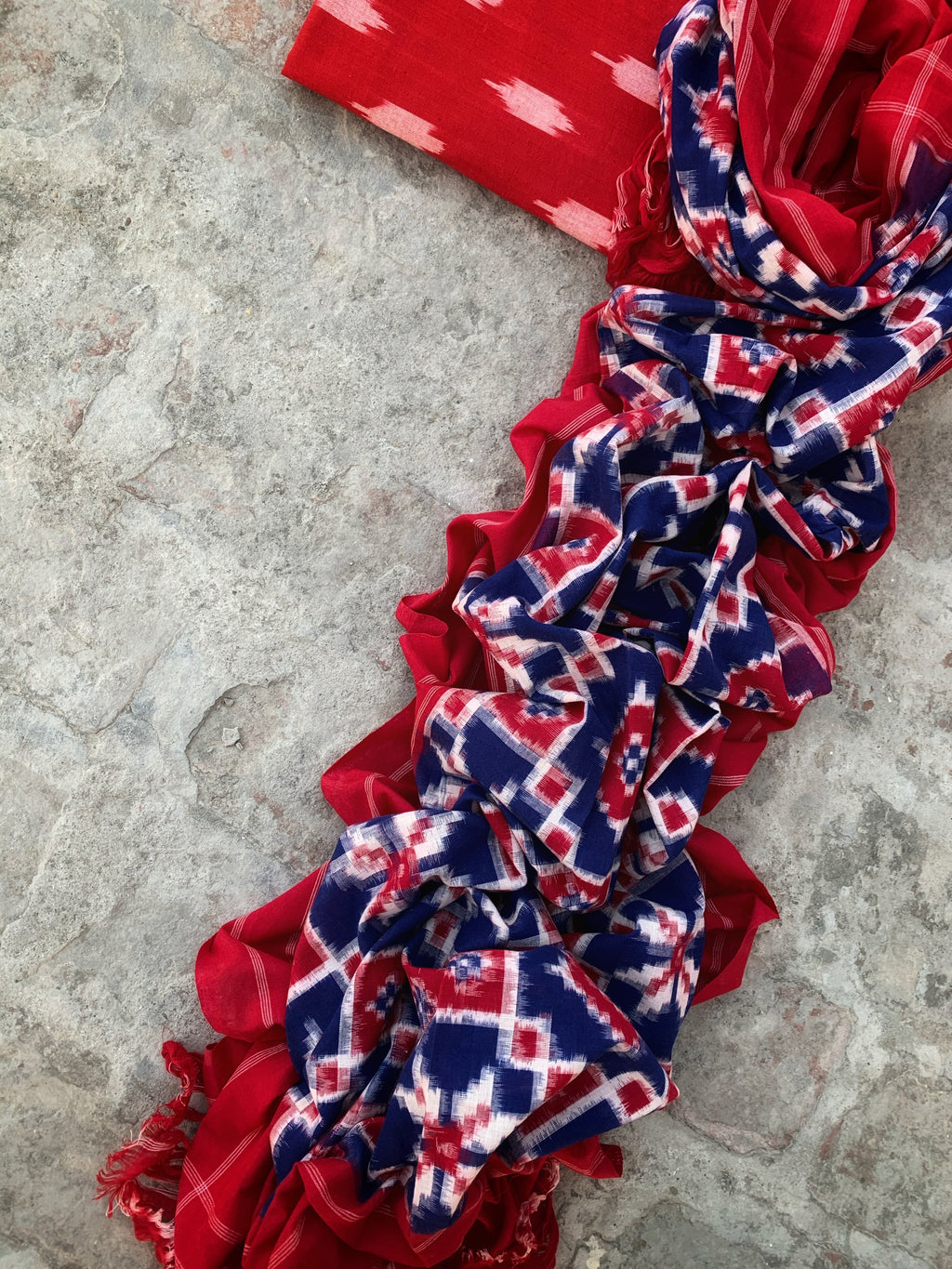 Handwoven Ikat Kurta  Dupatta set