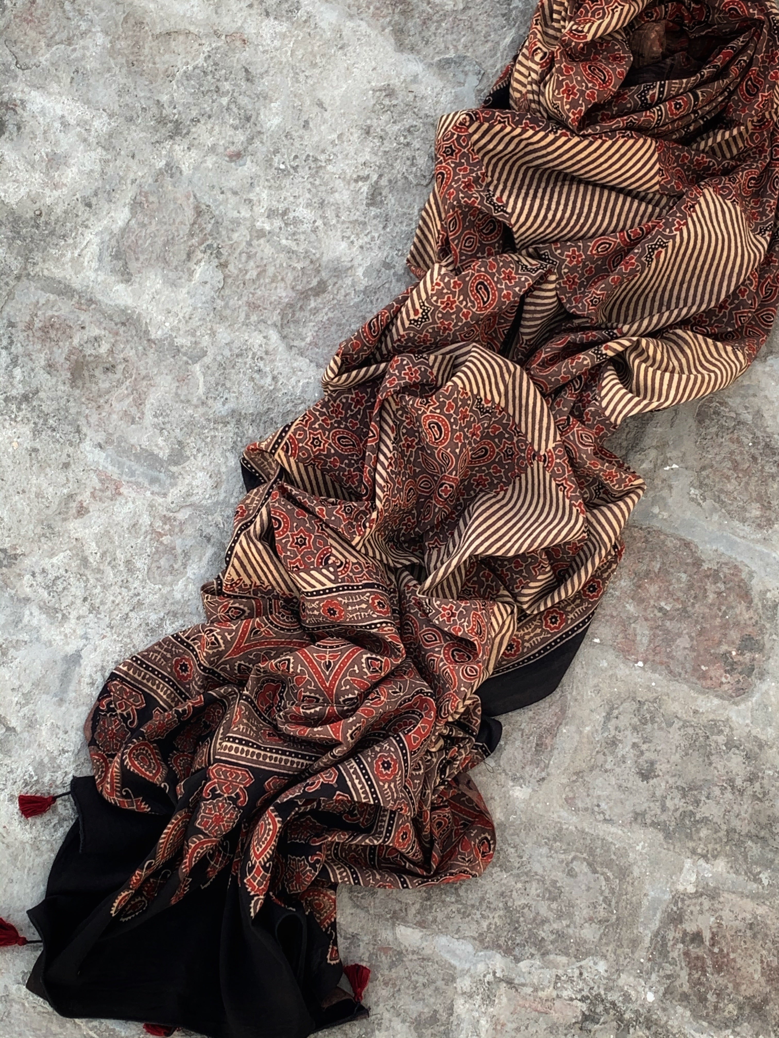 Handblock Ajrakh Dupatta