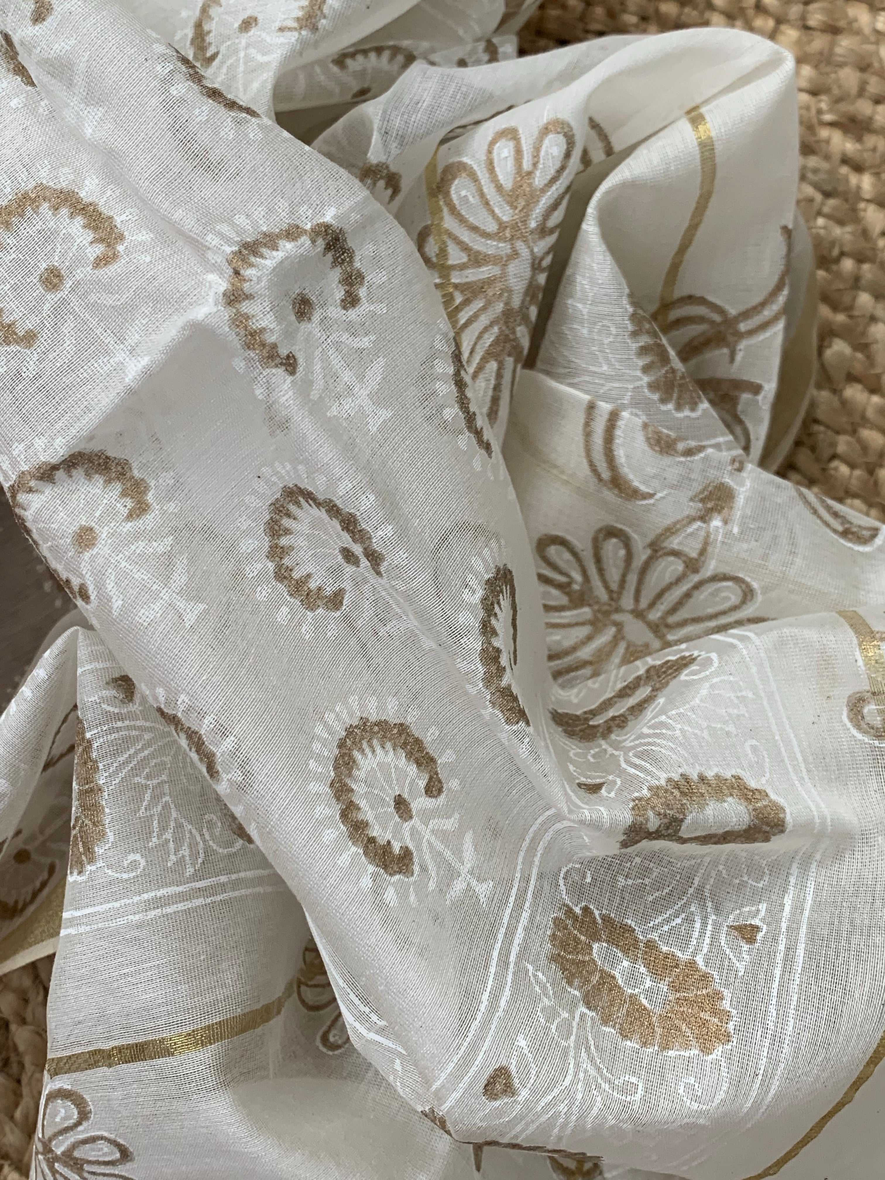 Handblock Chanderi Silk Cotton Suit