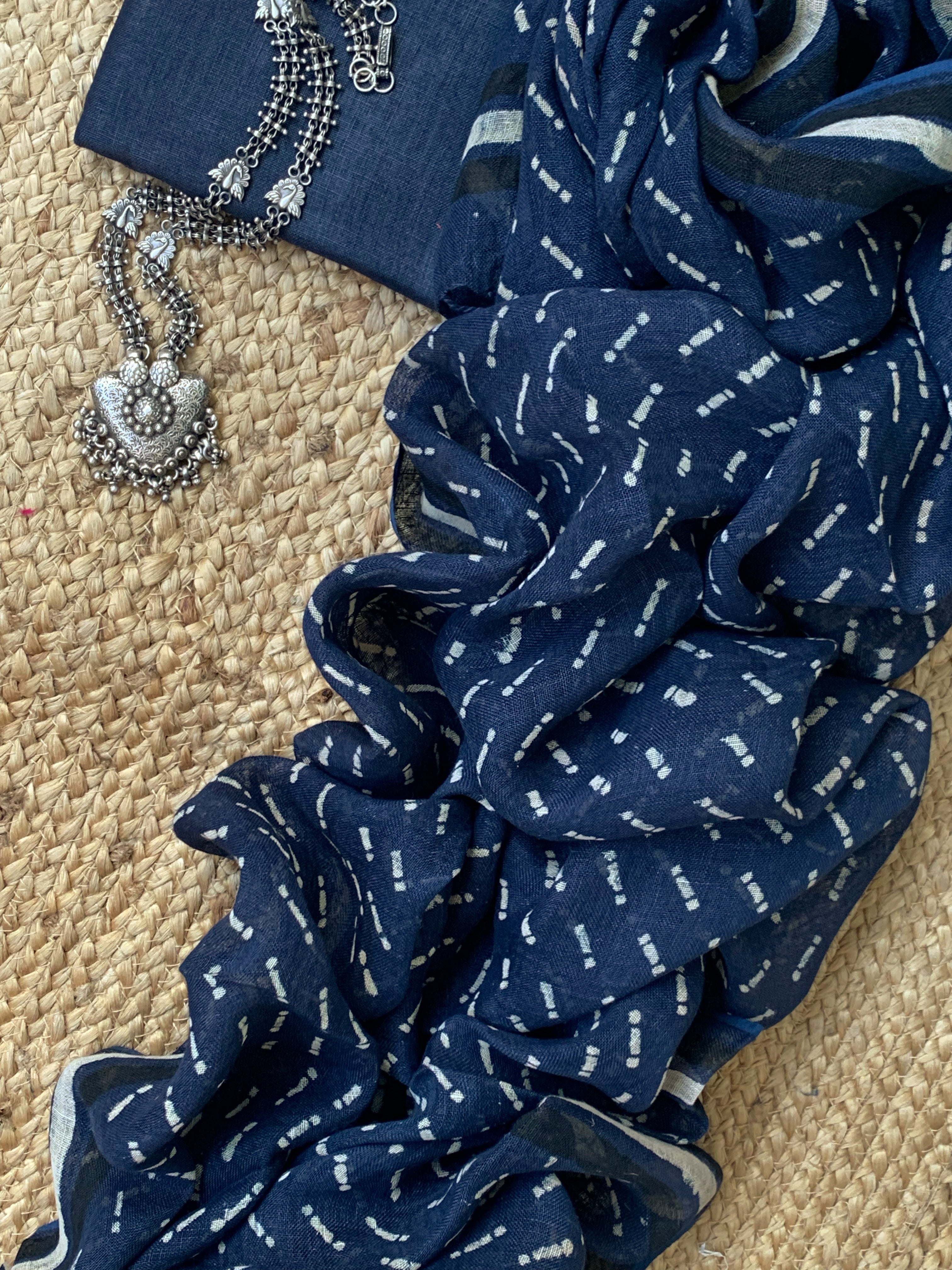 Handcrafted Linen Kurta Dupatta Set