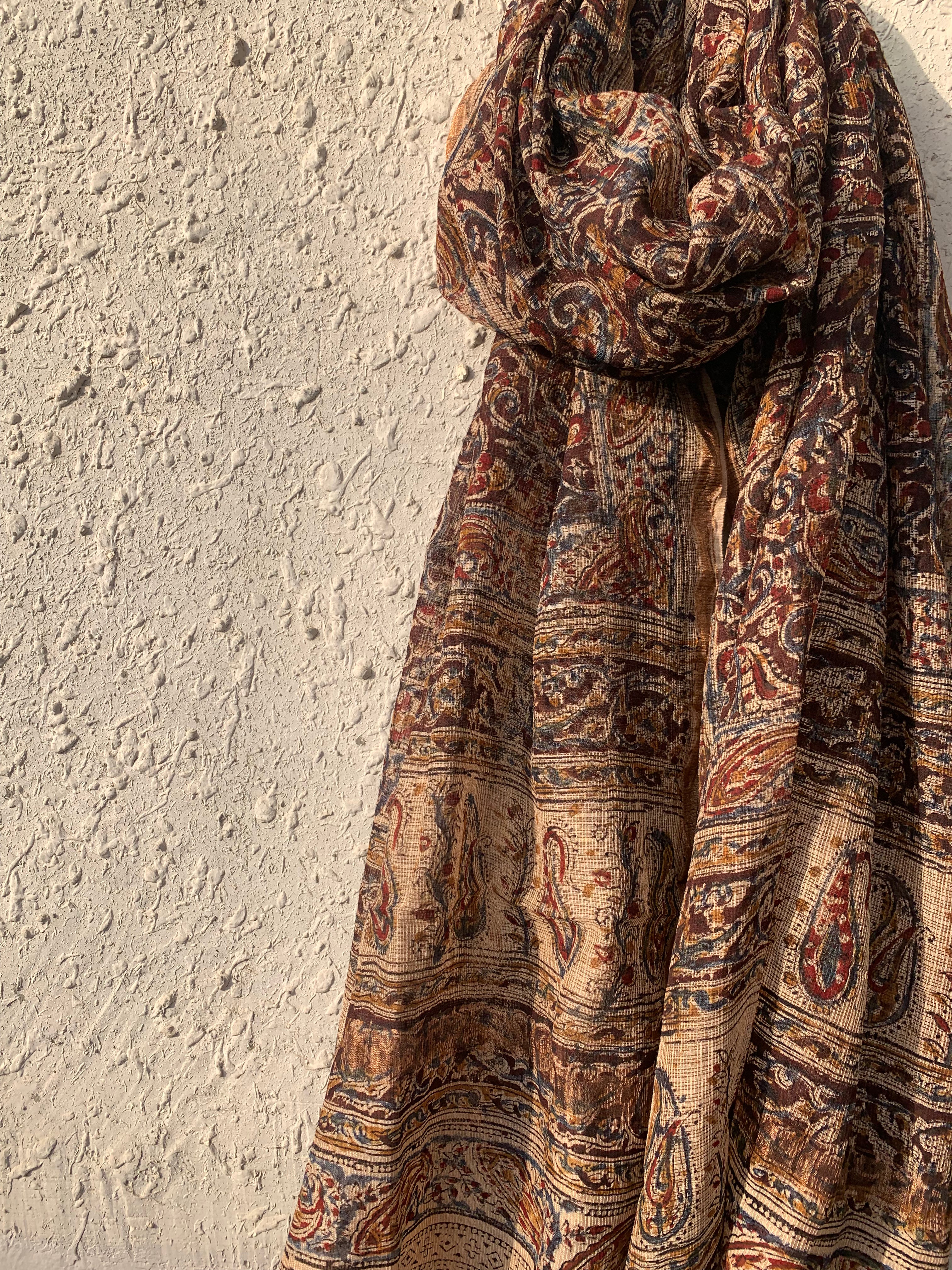 Handwoven and Handblock Natural Dye Kalamkari Kota Dupatta