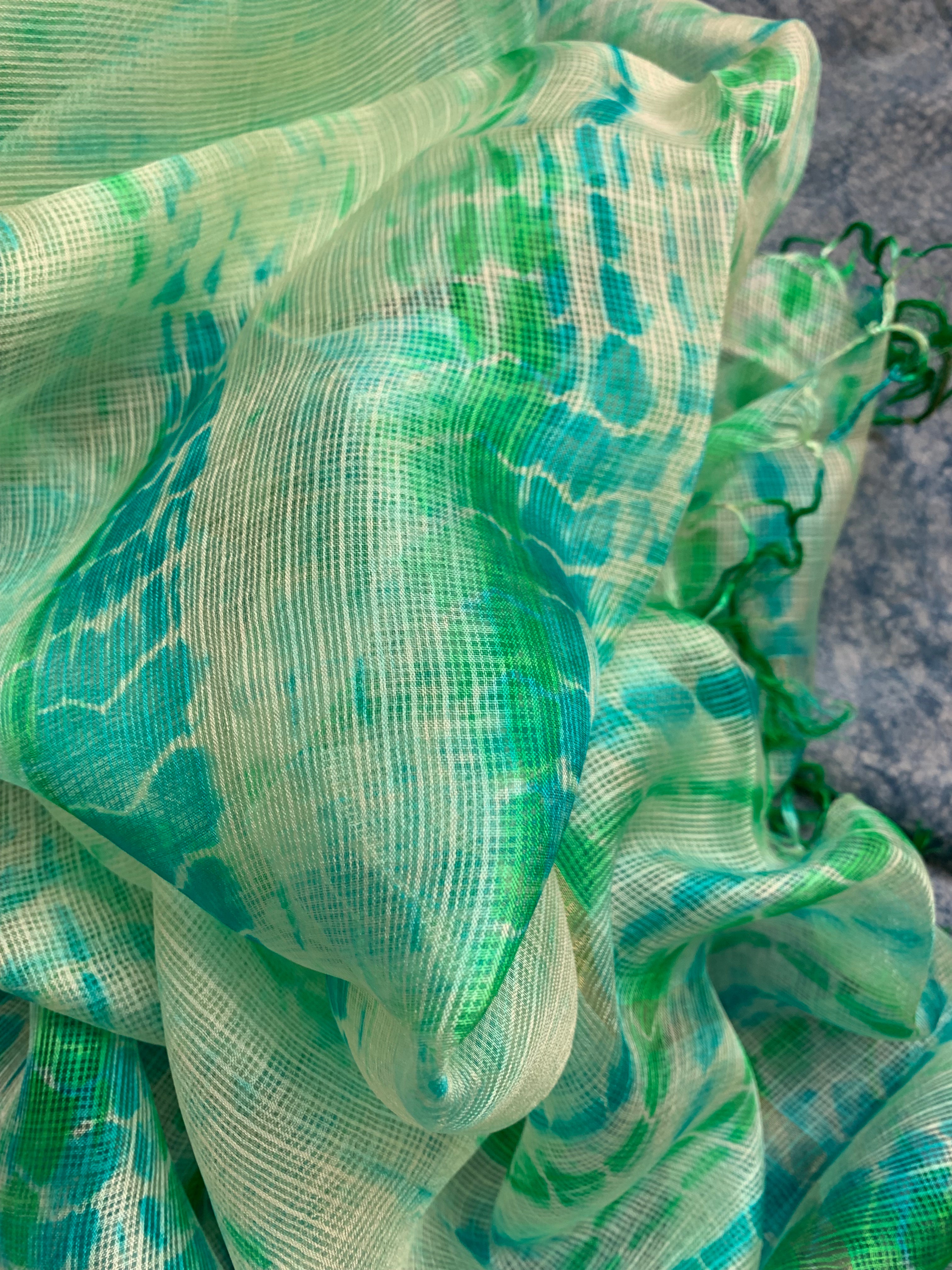 Handcrafted Tie-Dye Silk Kota Doria Dupatta