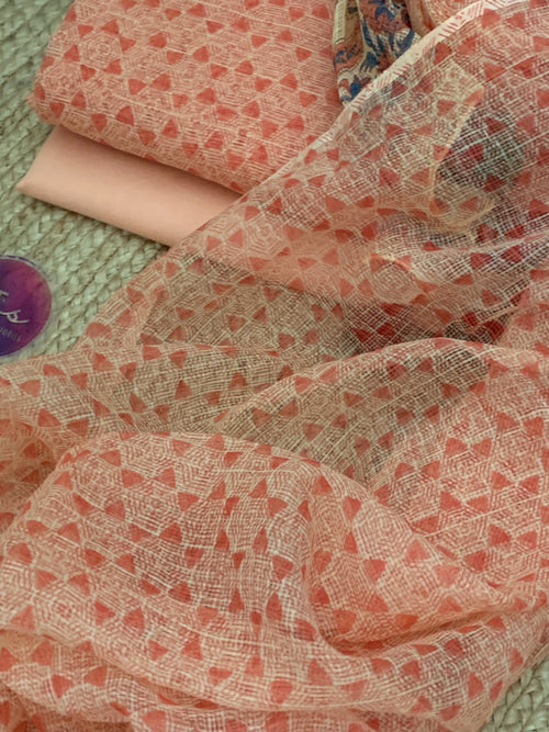Blush Coral Handcrafted Kota Suit