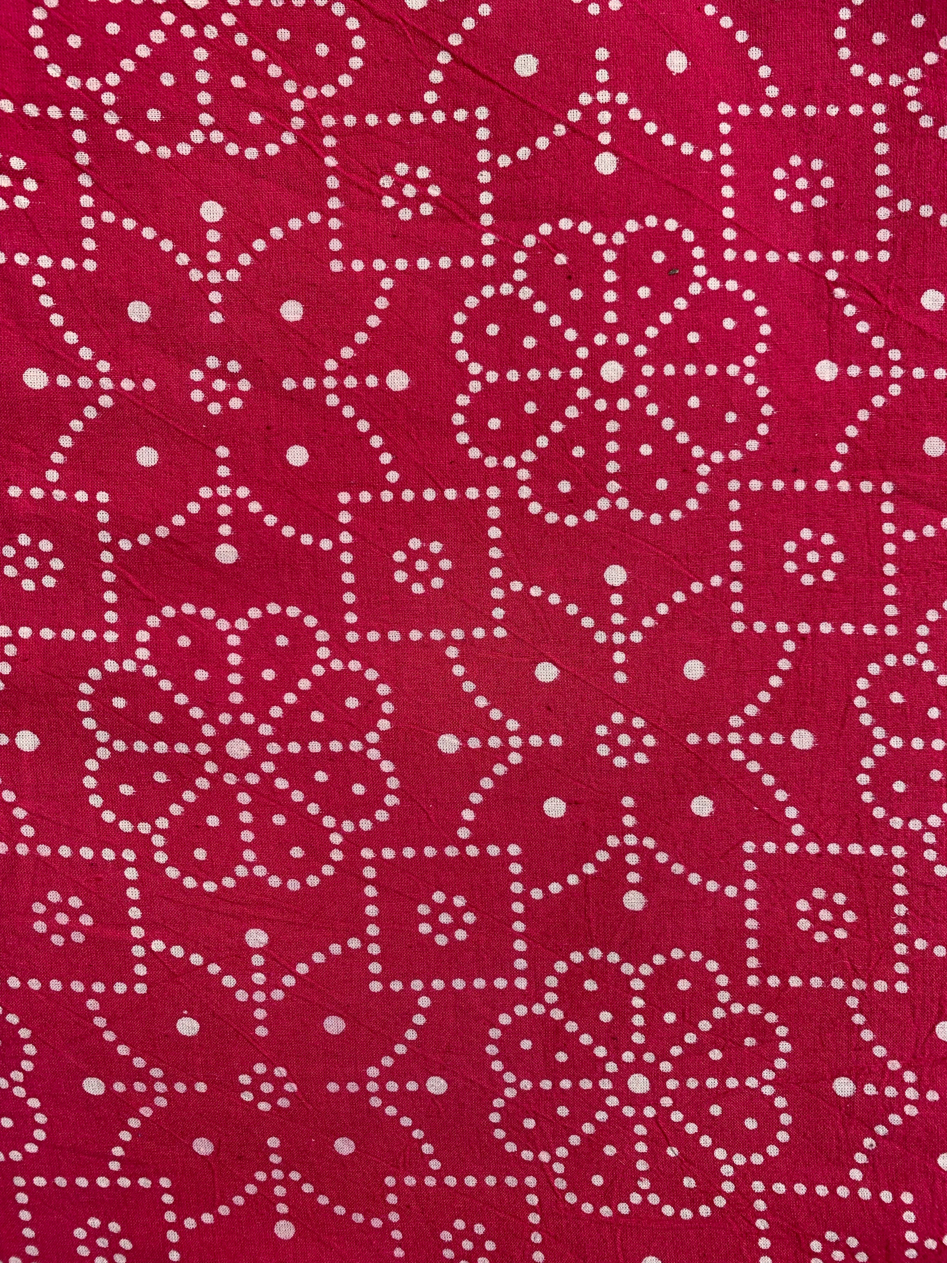 Hand Screen Print Kurta Bottom Set - Rose Pink