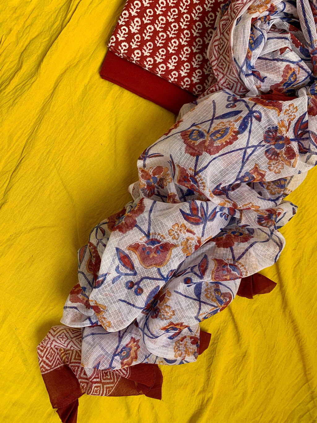 Handcrafted Cotton Kota Dupatta Suit