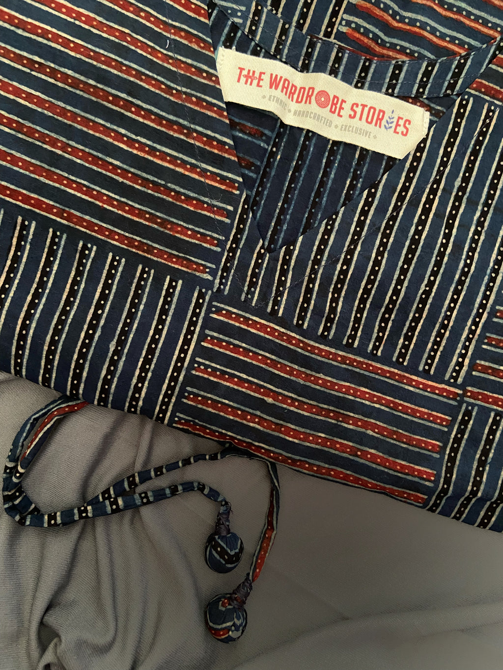 Handcrafted Ajrakh Kaftan Dress - Short