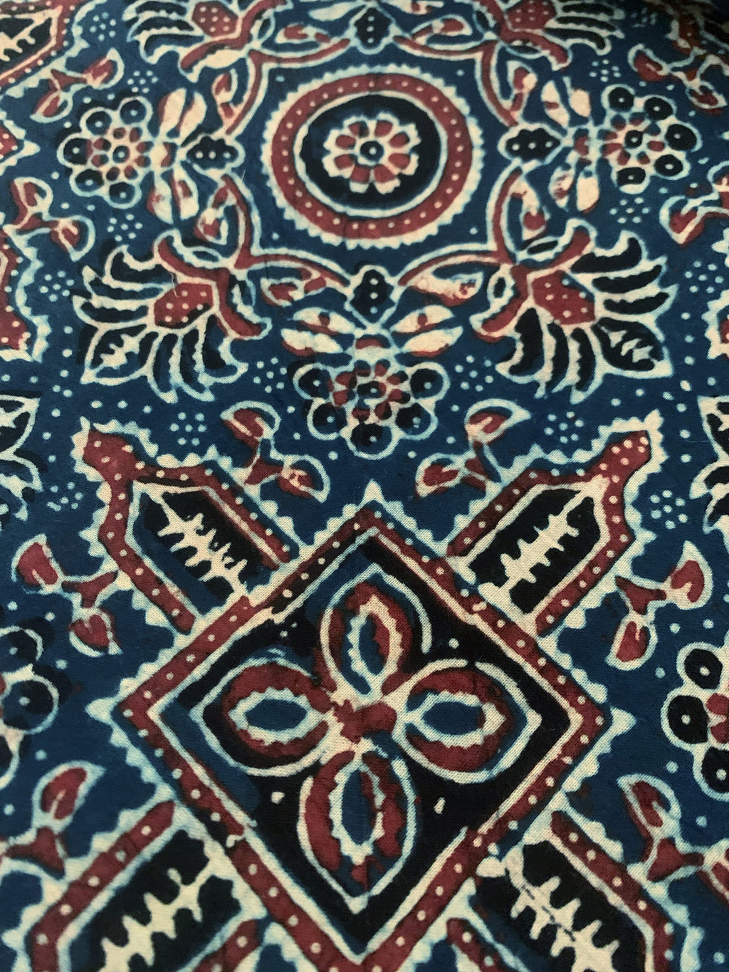 Handblock Ajrakh Cotton Kurta Bottom Set -Indigo