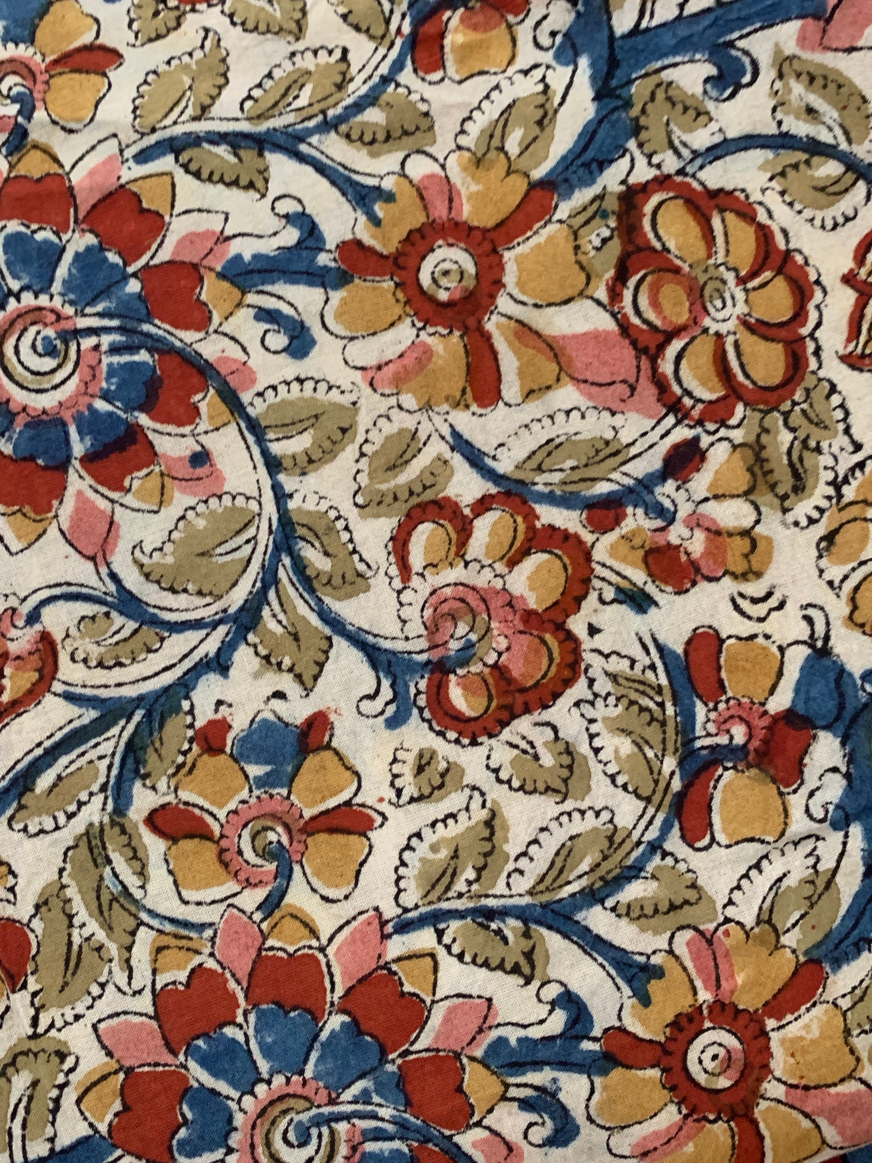 Handblock Kalamkari Cotton Mul Dupatta Suit