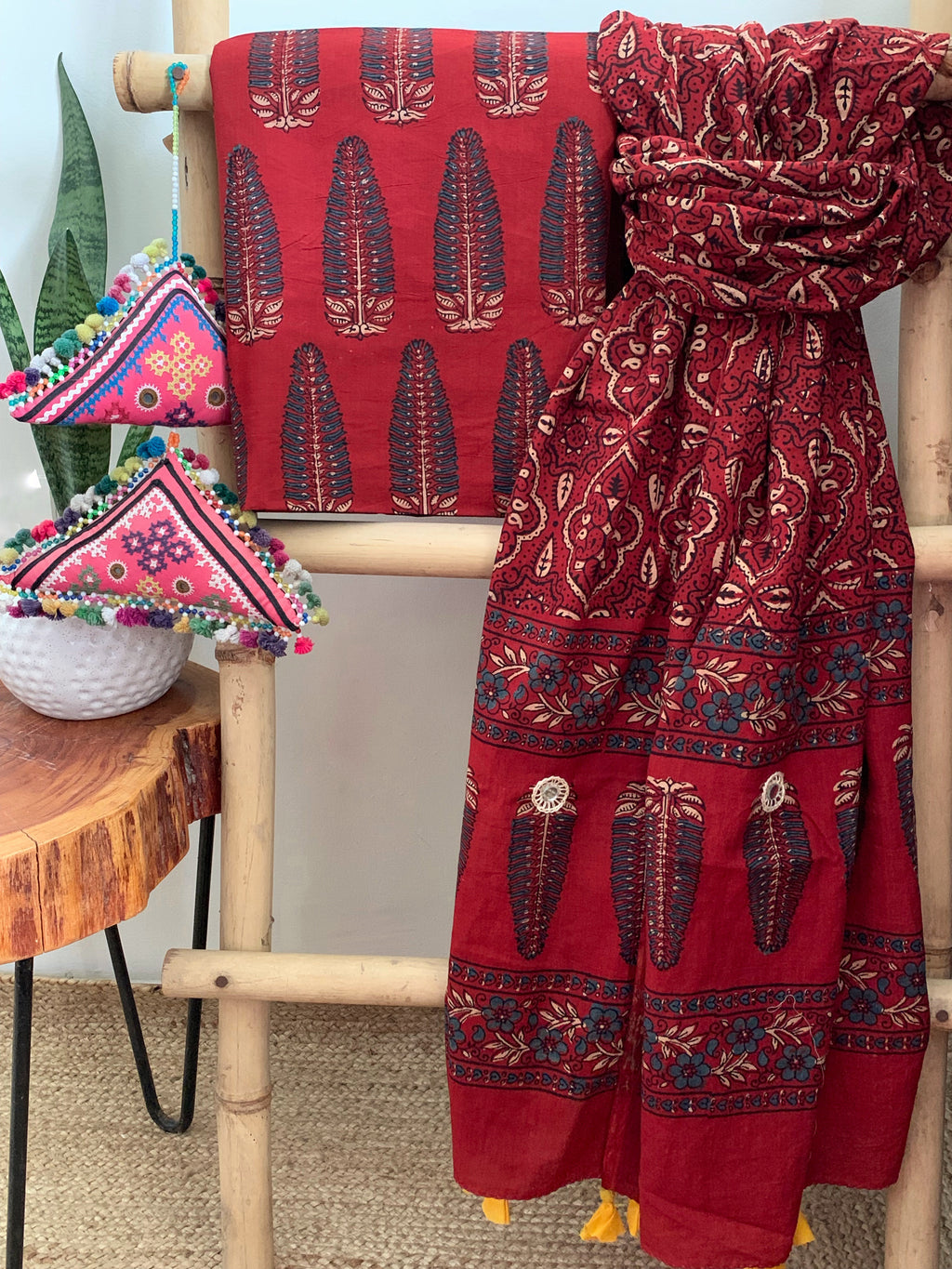 Handcrafted Ajrakh Kurta Dupatta set