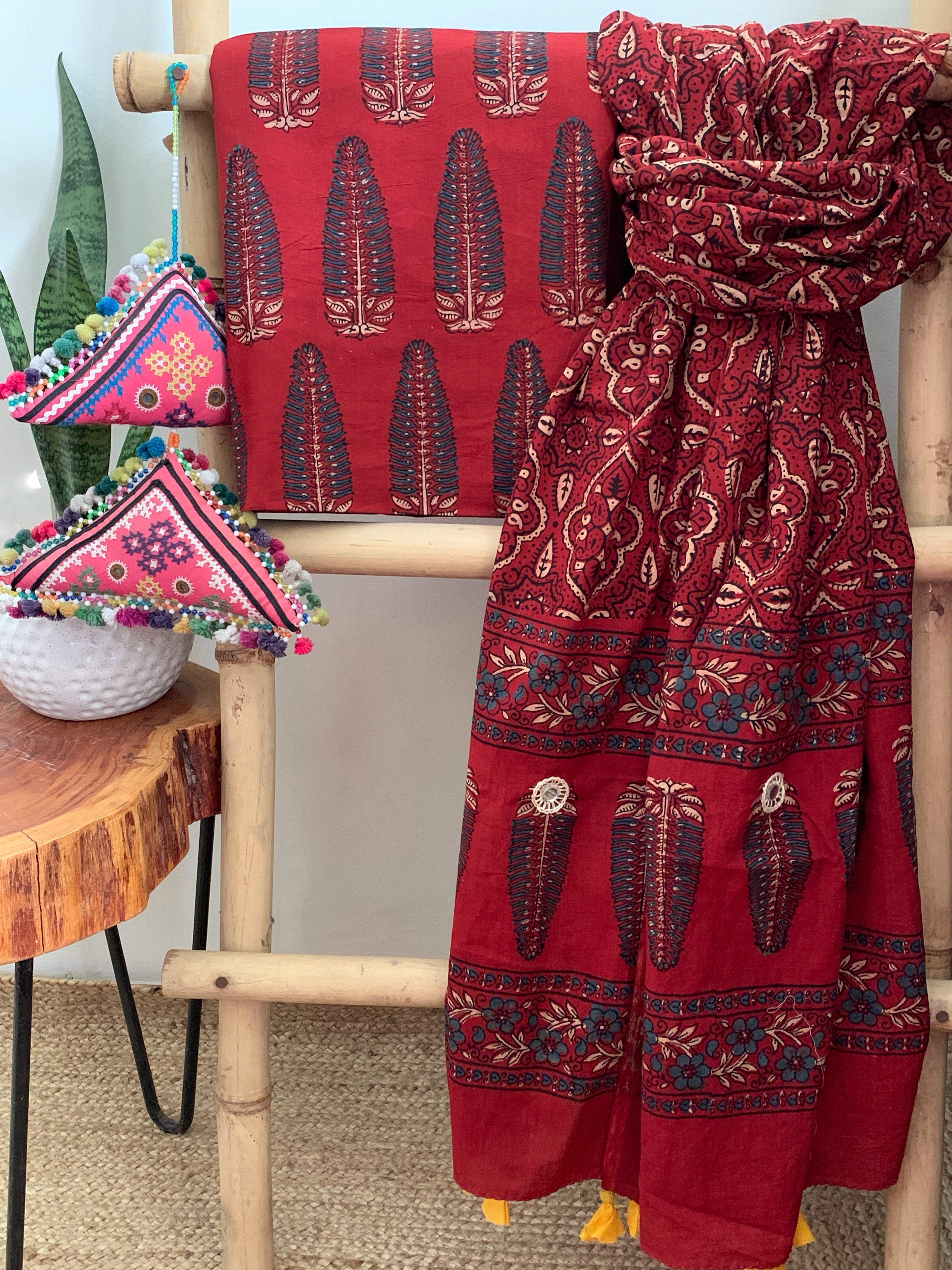Handcrafted Ajrakh Kurta Dupatta set
