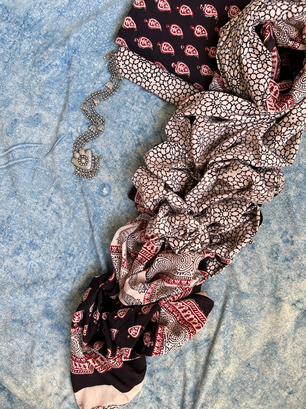 Natural Dyed Bagh Block Print Cotton Suit