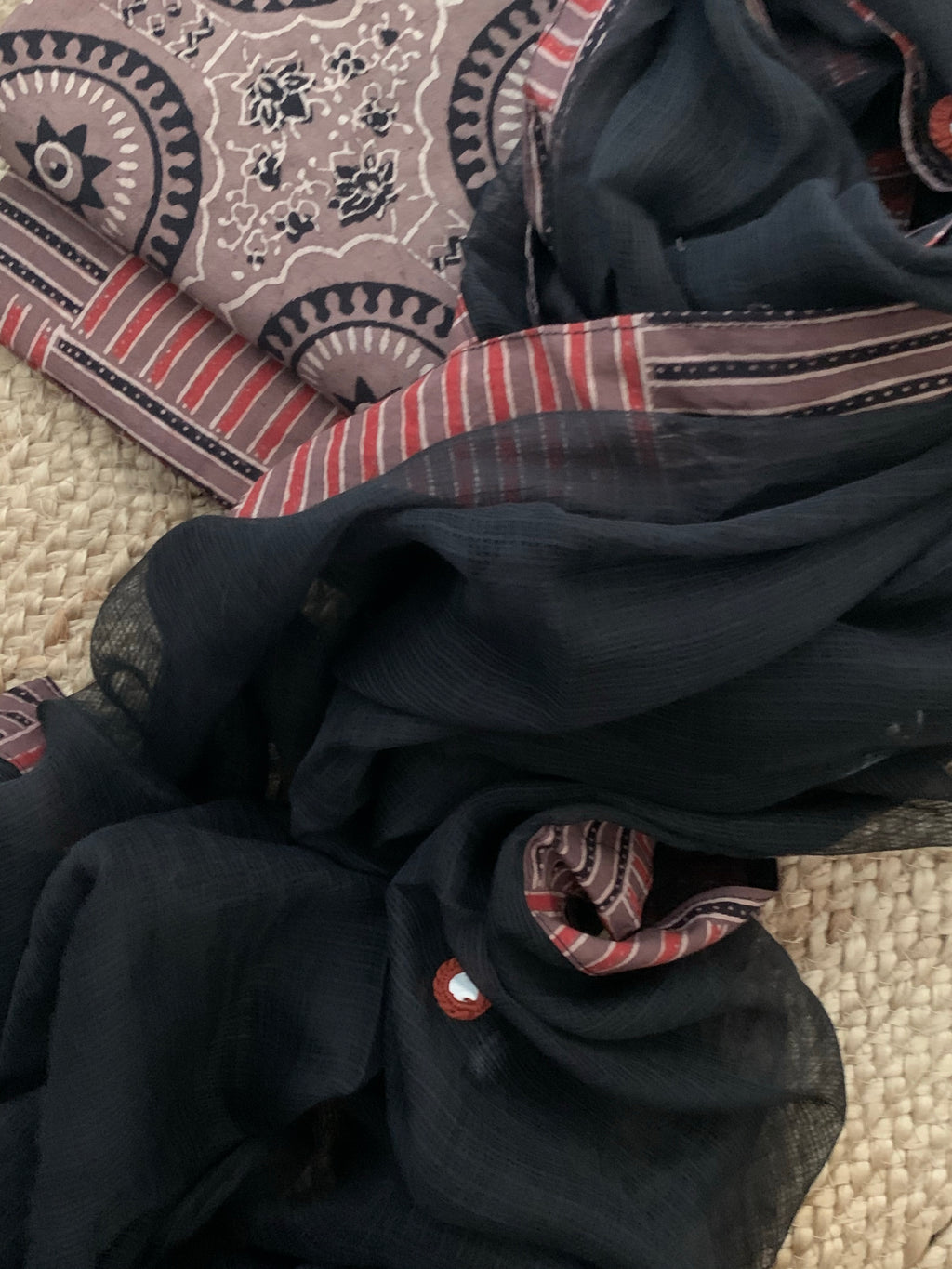 Handblock Ajrakh Cotton Kota Suit