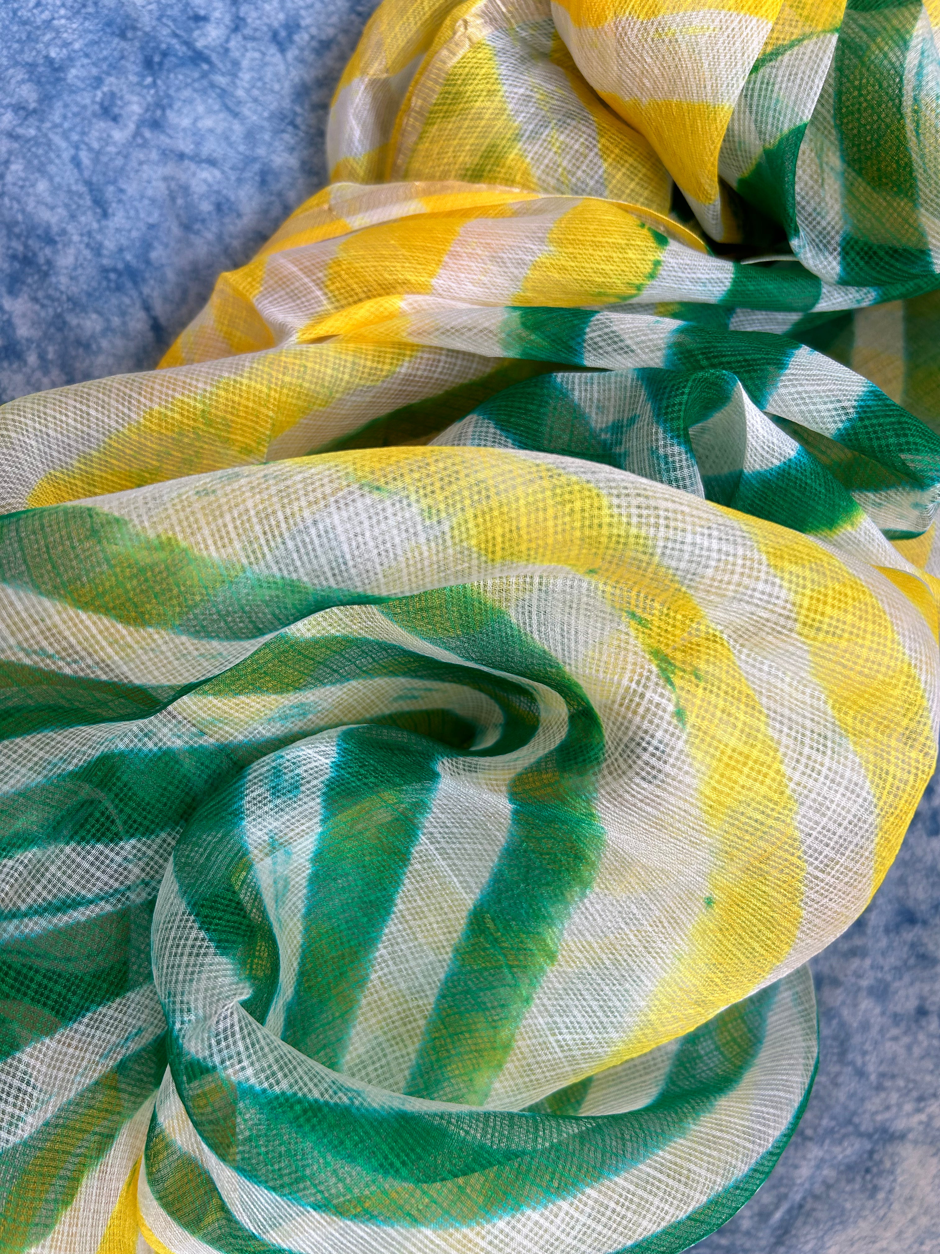 Handcrafted Tie-Dye Silk Kota Doria Dupatta