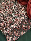 Handblock Ajrakh Cotton Kurta Bottom Set