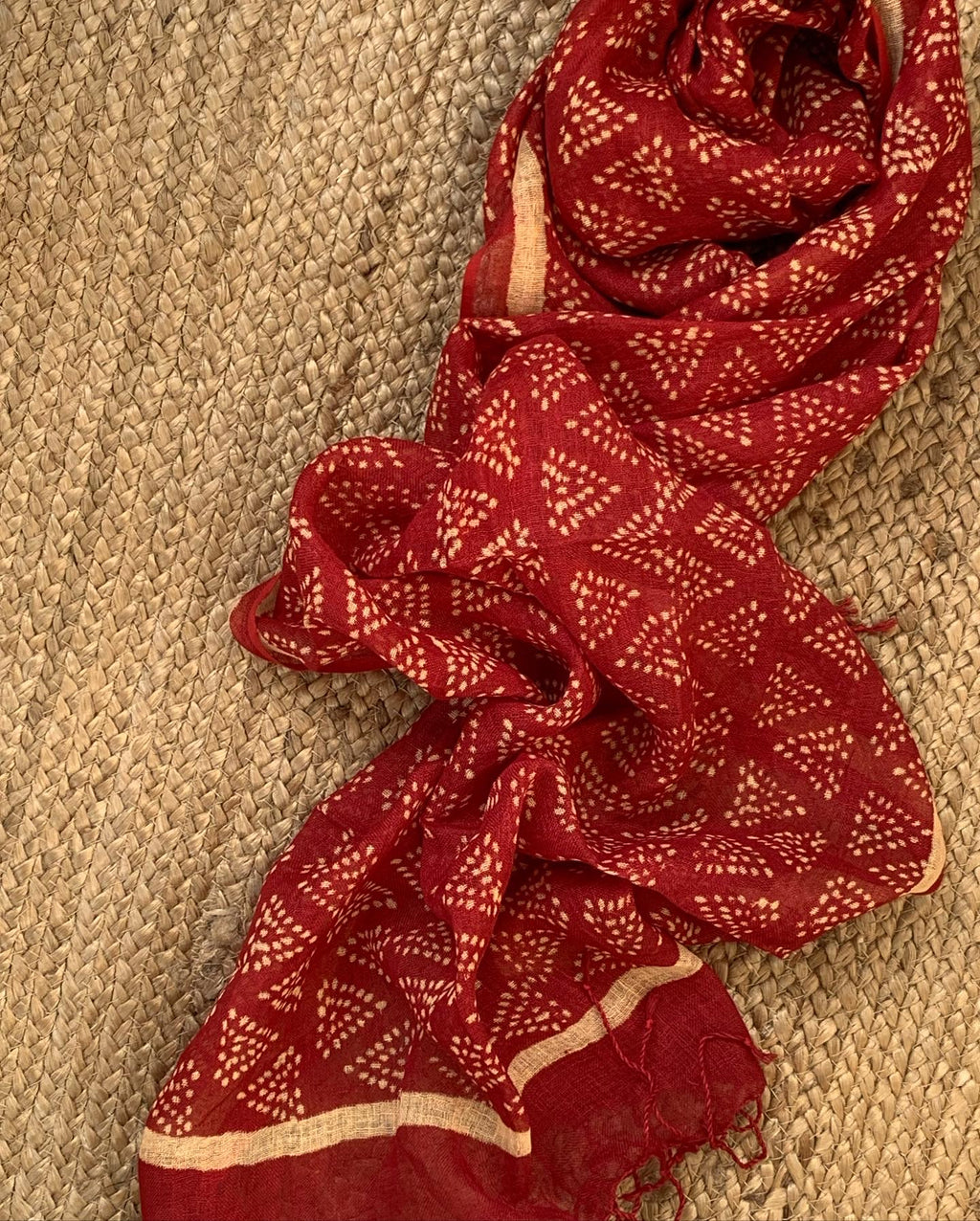 Handblock Linen Stole