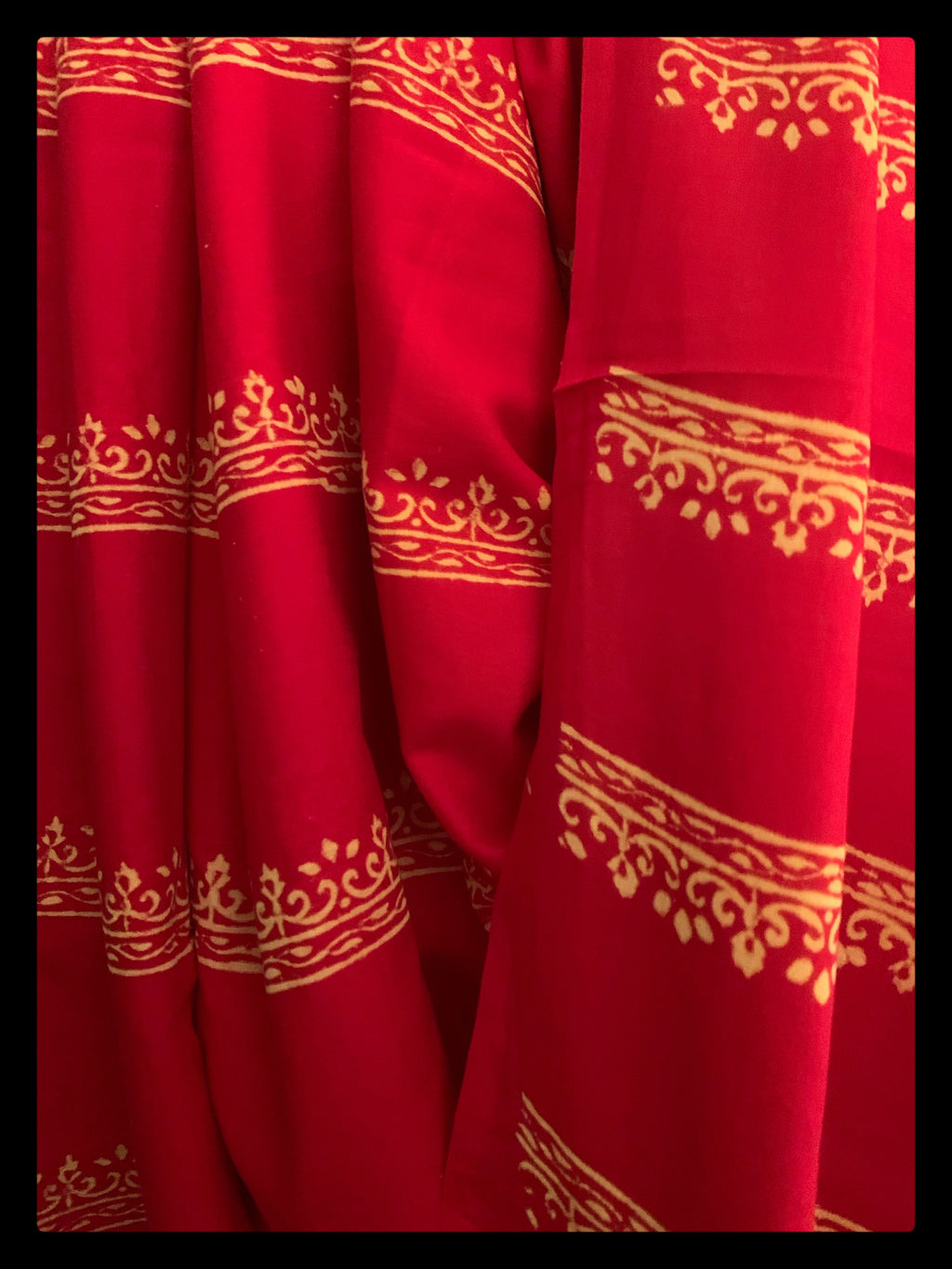 Red Handblock Printed Cotton Saree