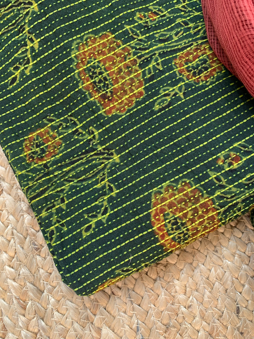 Handblock Ajrakh Cotton Kota Set