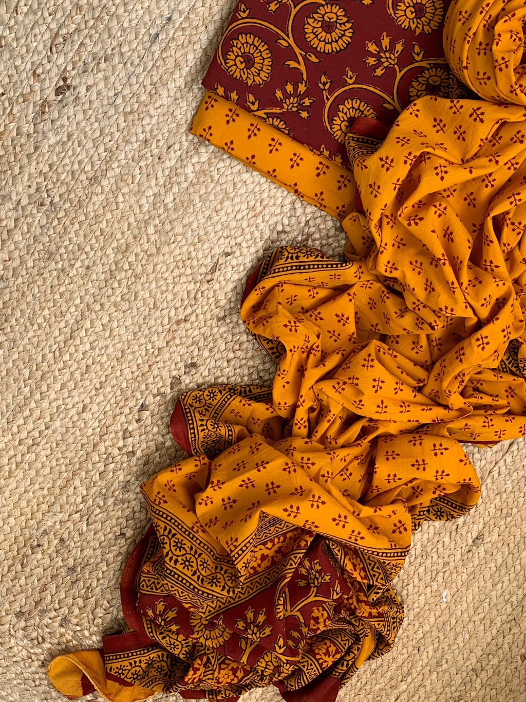 Natural Dyed Bagh Handblock Cotton Suit