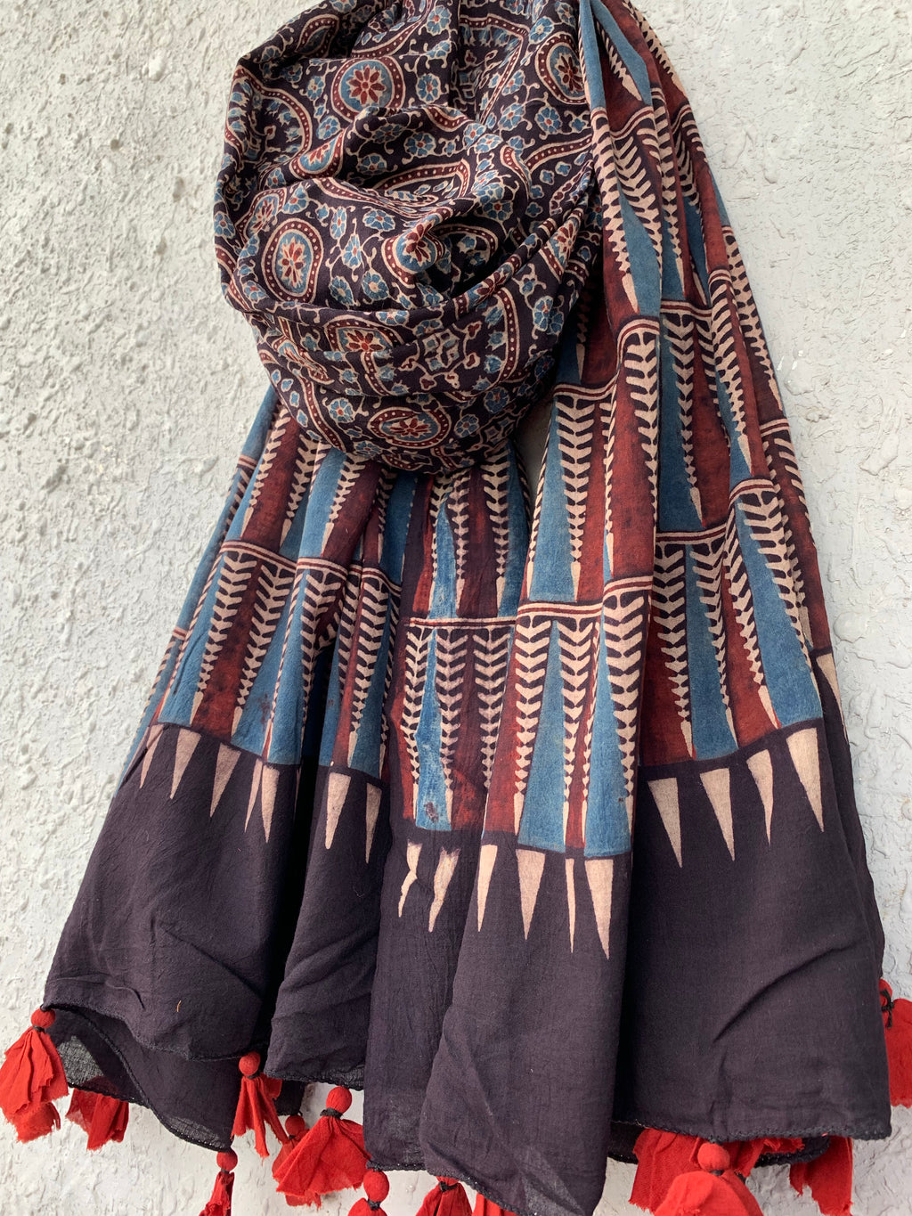 Handblock Ajrakh Dupatta
