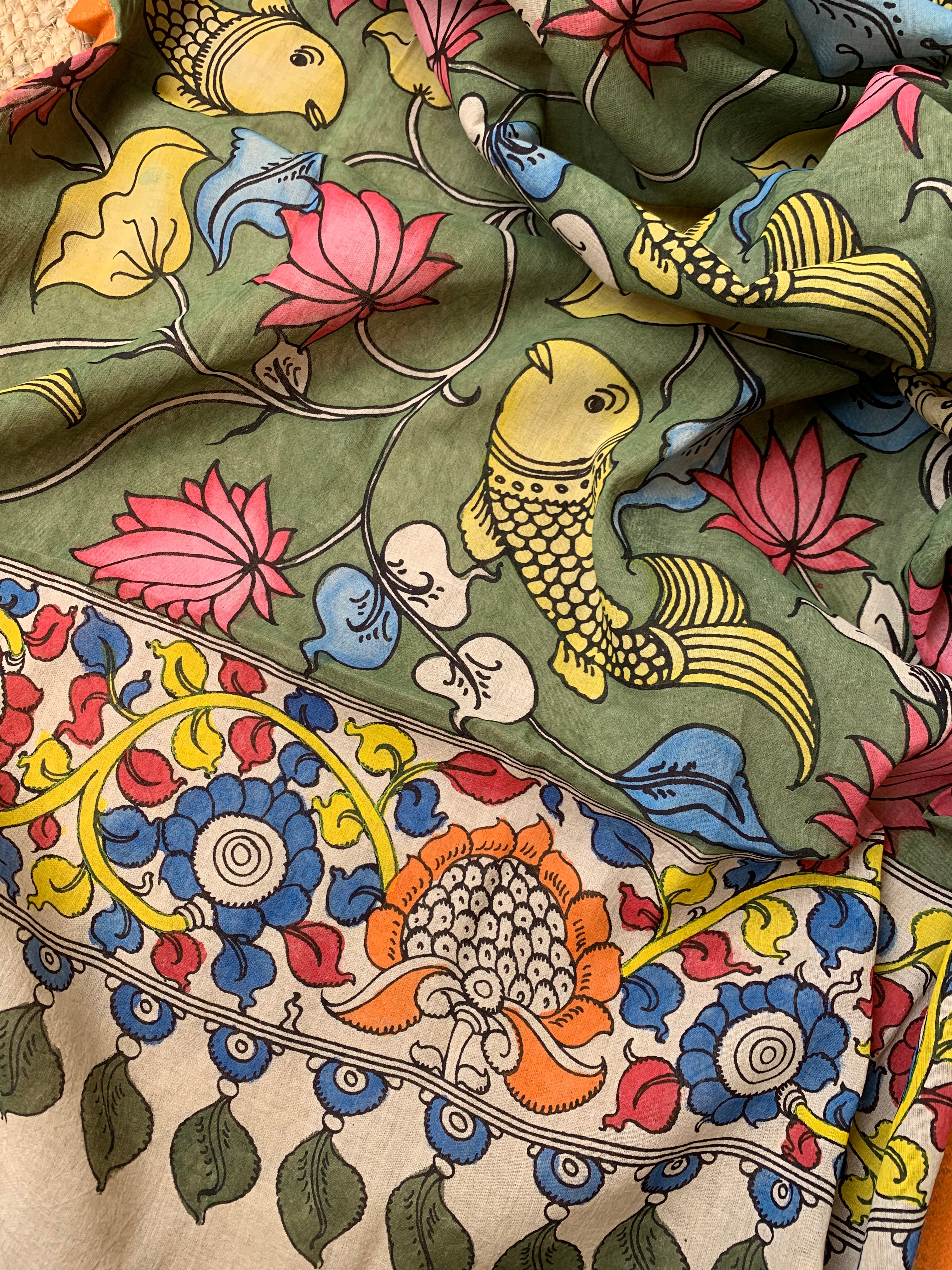 Handwoven Handcrafted Kalamkari Kurta Dupatta Set