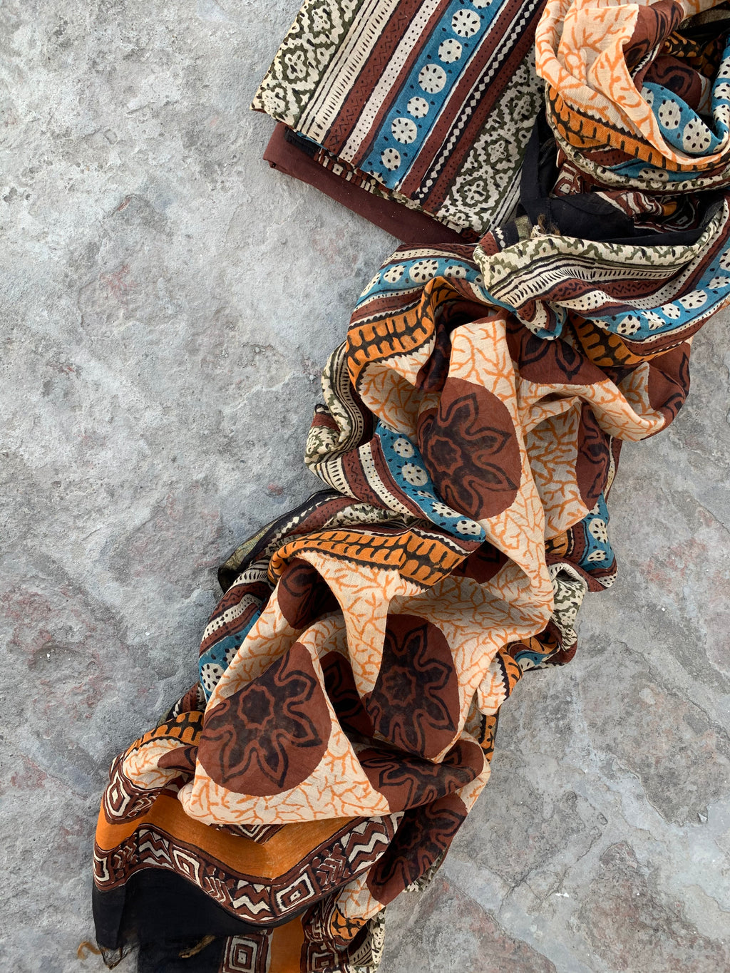 Handblock chanderi suit