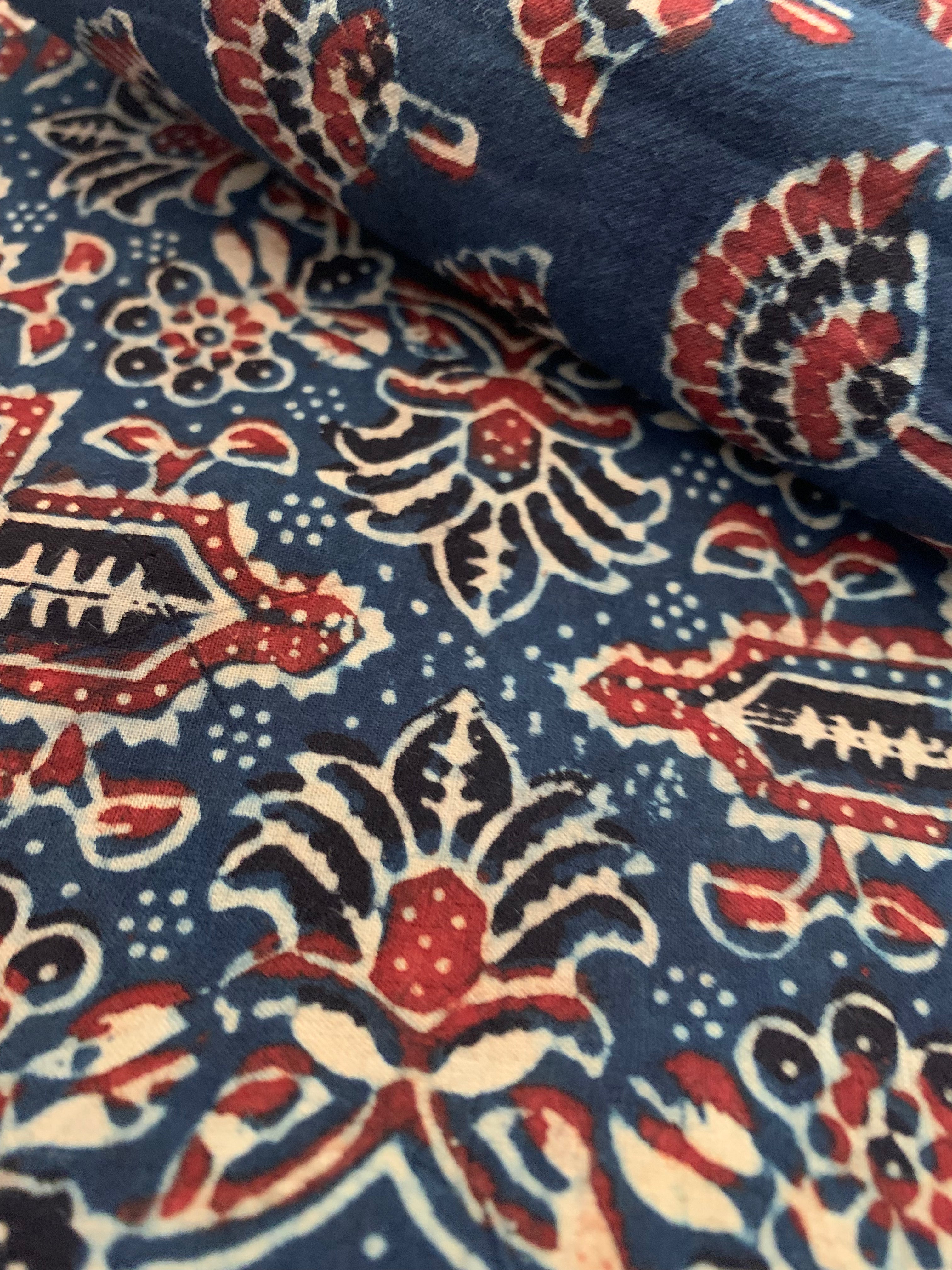 Handblock Ajrakh Cotton Kurta Bottom Set