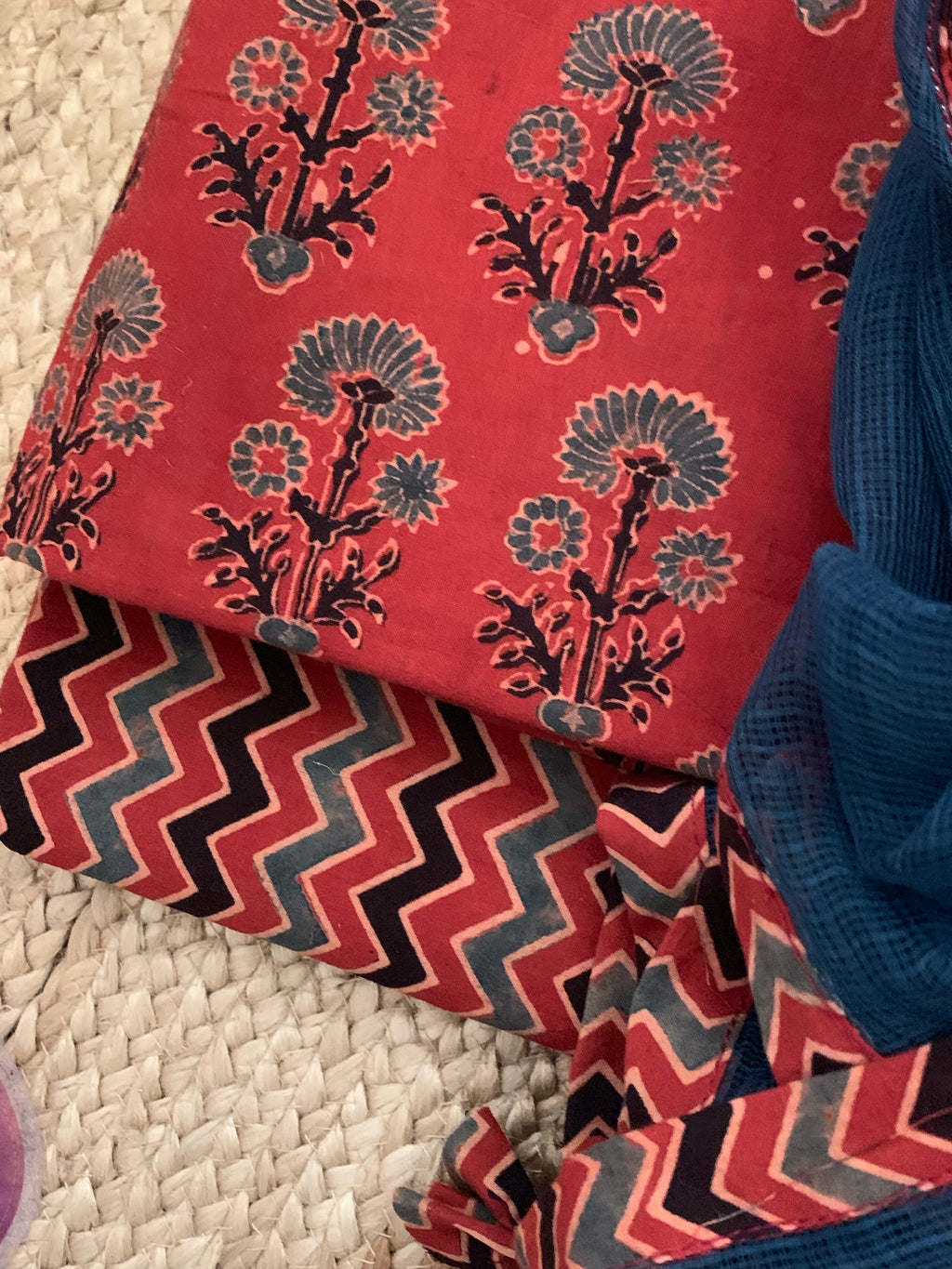 Handblock Ajrakh Cotton Kota Suit