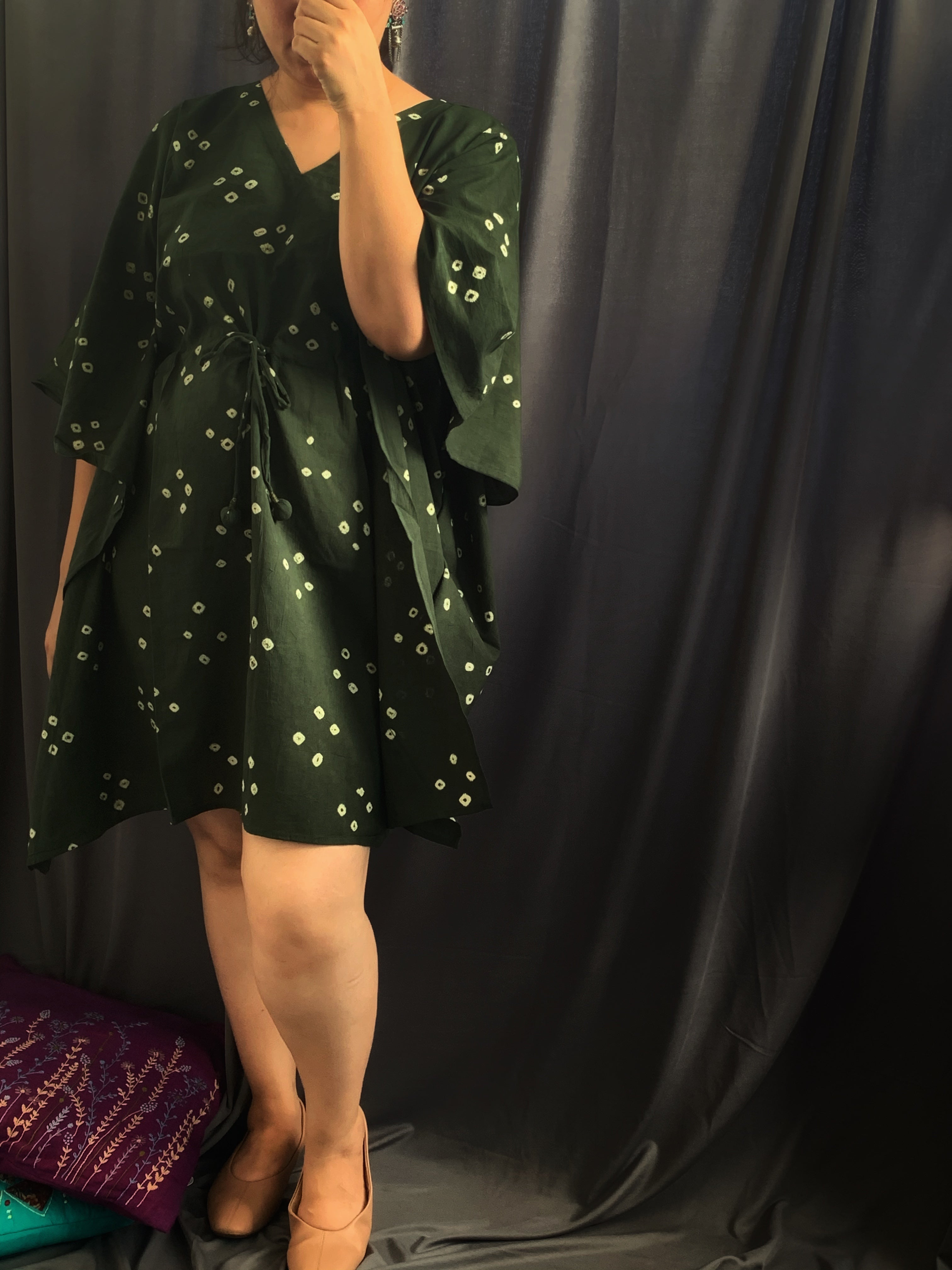 Handcrafted Bandhani Kaftan Dress - Short