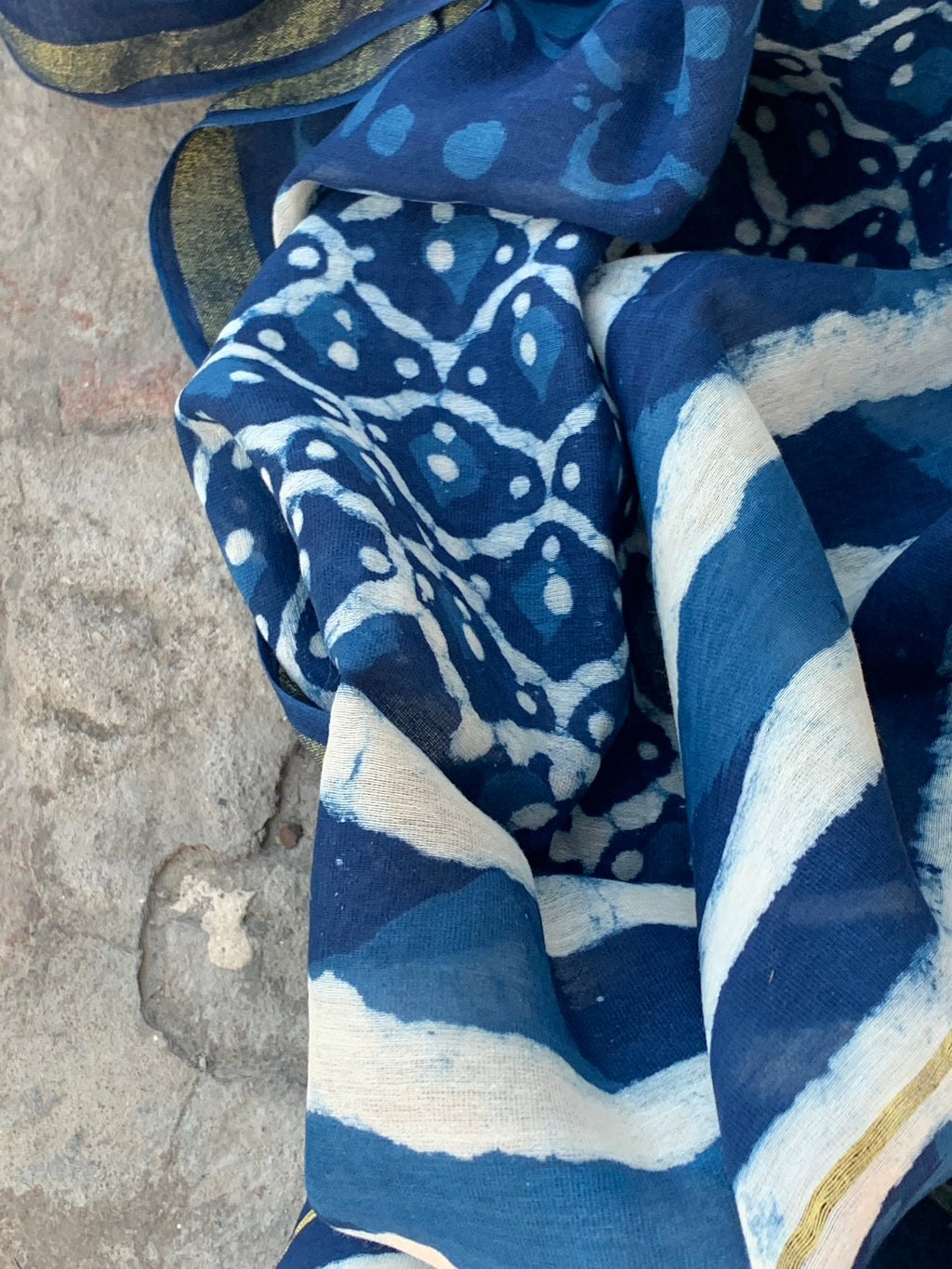 Handblock chanderi suit