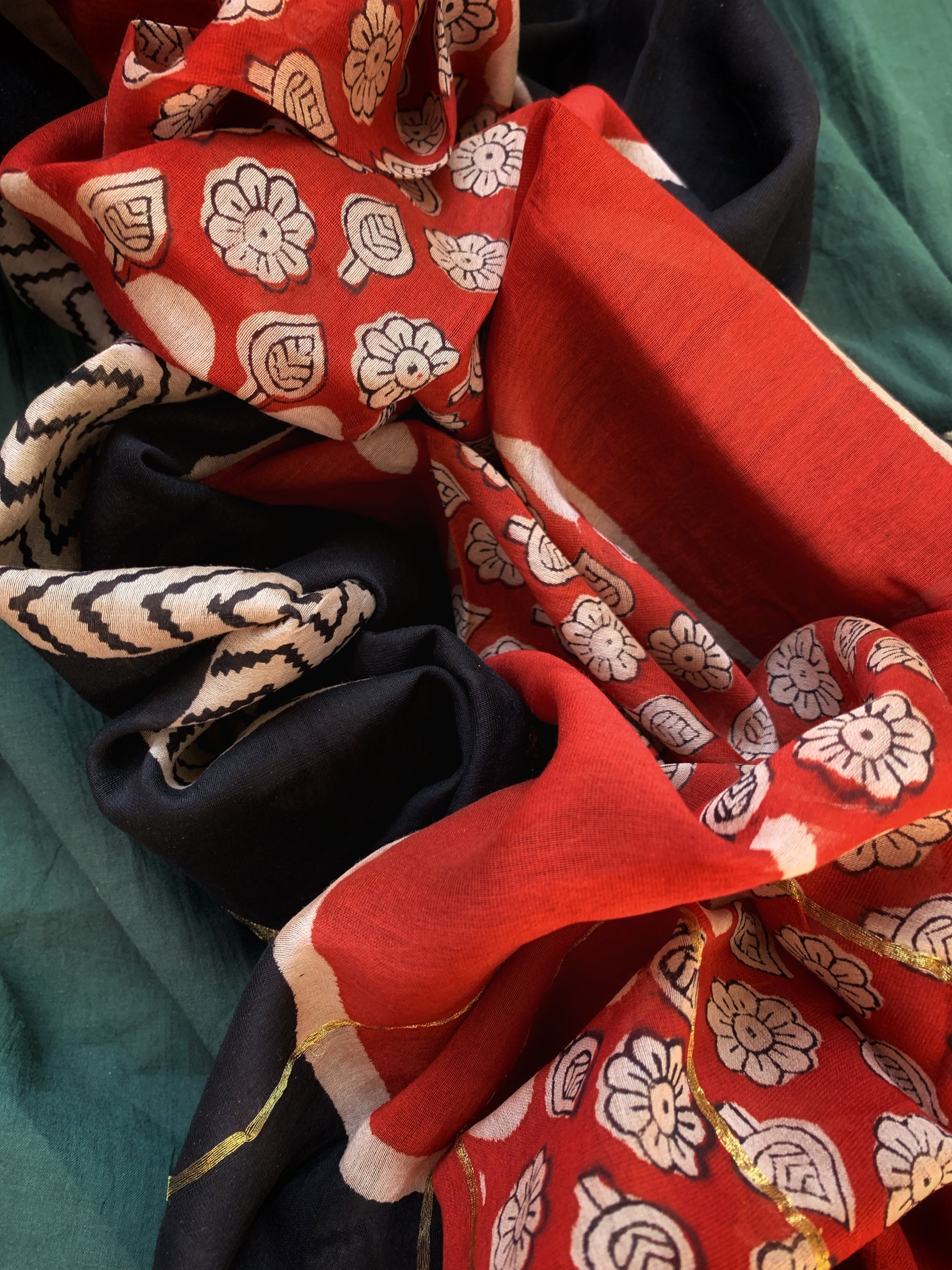 Handblock Chanderi Silk Cotton Suit
