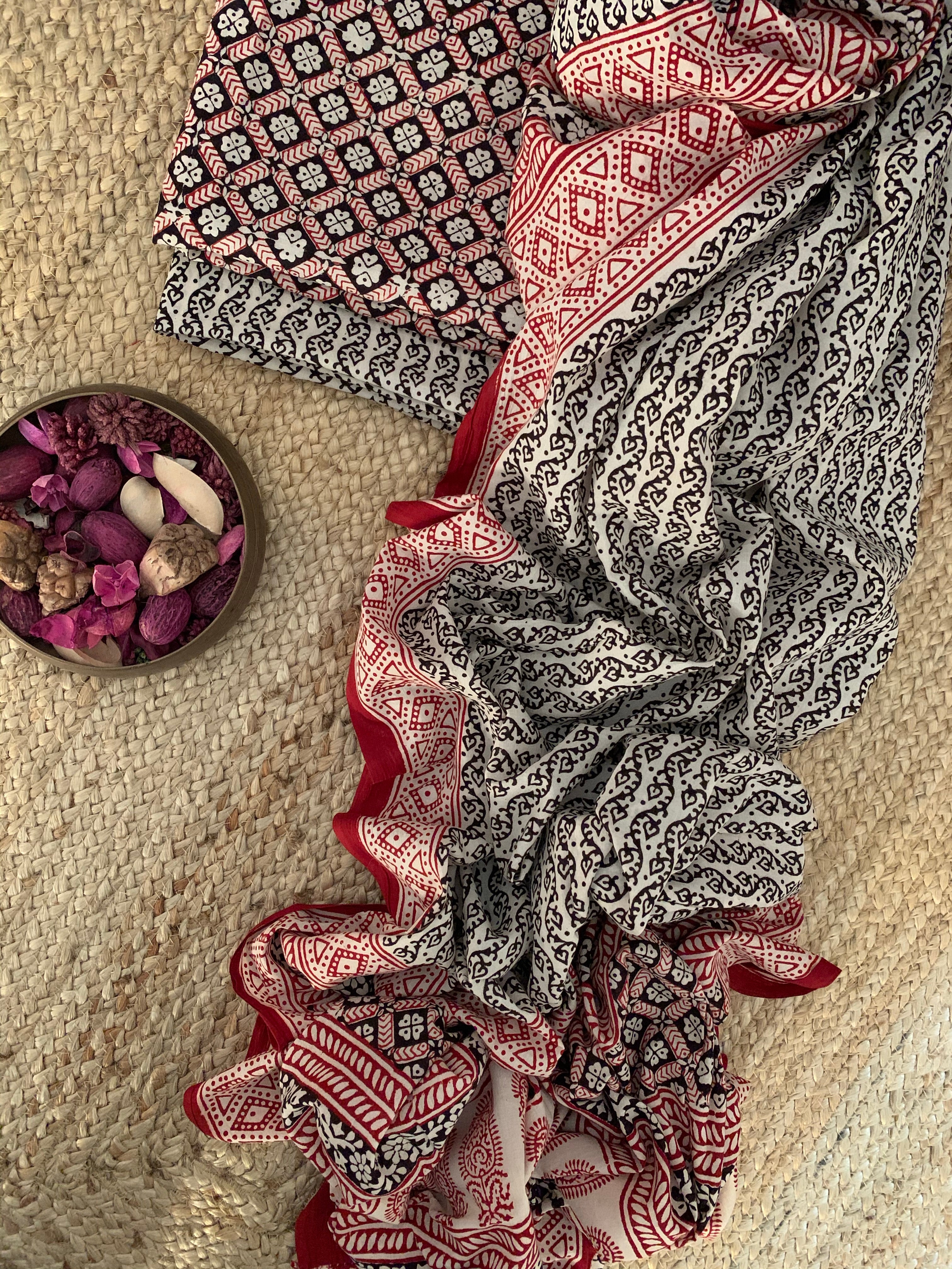 Natural Dyed Bagh Handblock Cotton Suit