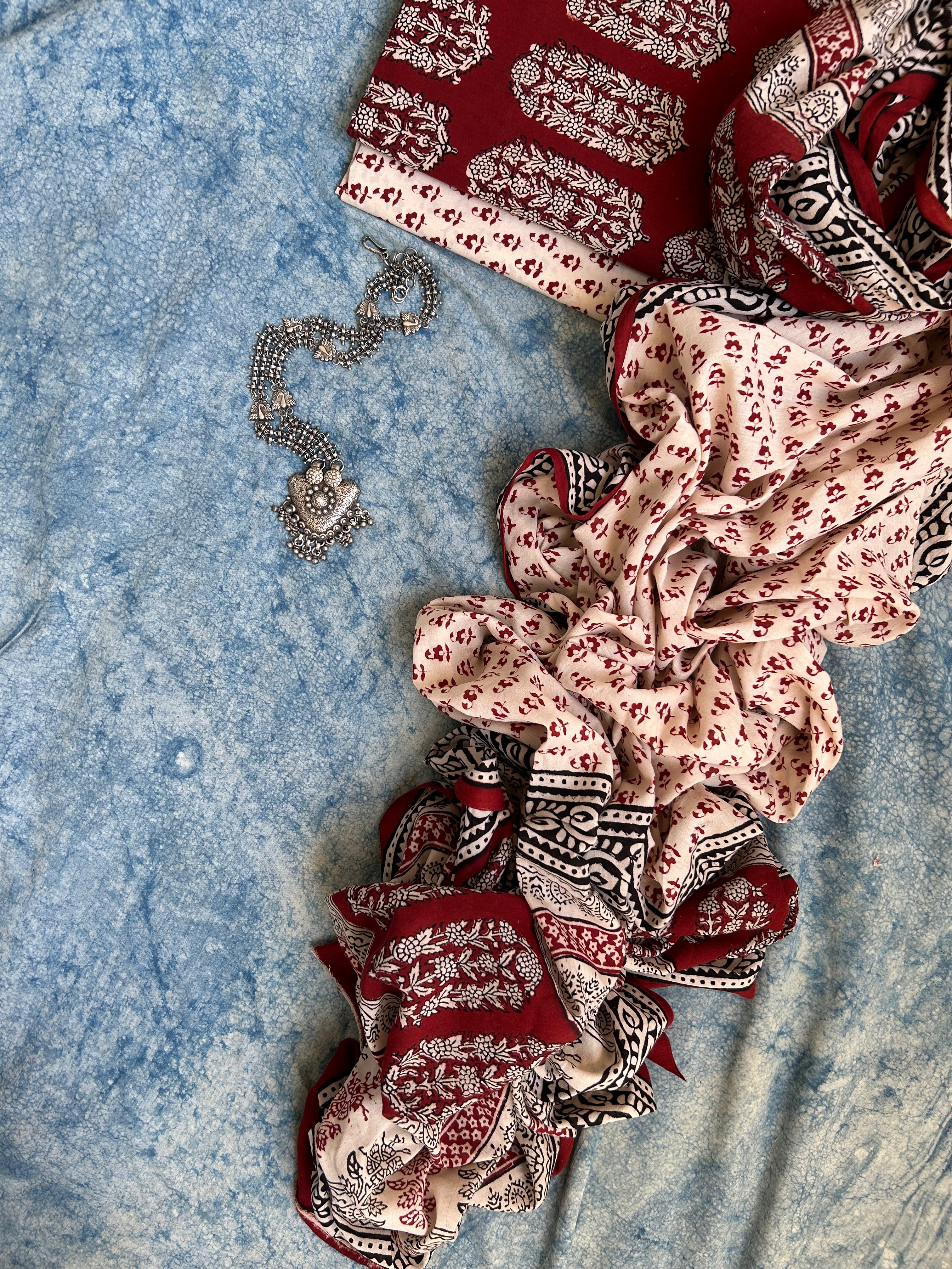Natural Dyed Bagh Block Print Cotton Suit